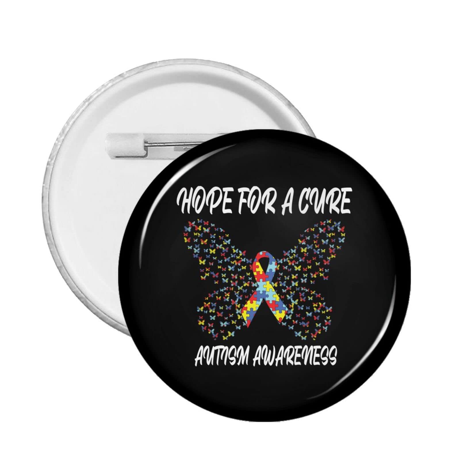 Autism Awareness Butterfly Badge Pins - 5 Pack Round Button Pins for Clothes, Hats & Backpacks - Hope for A Cure Gift for Supporters, Teachers & Parents - Perfect for Awareness Events, Fundraisers & Daily Wear
