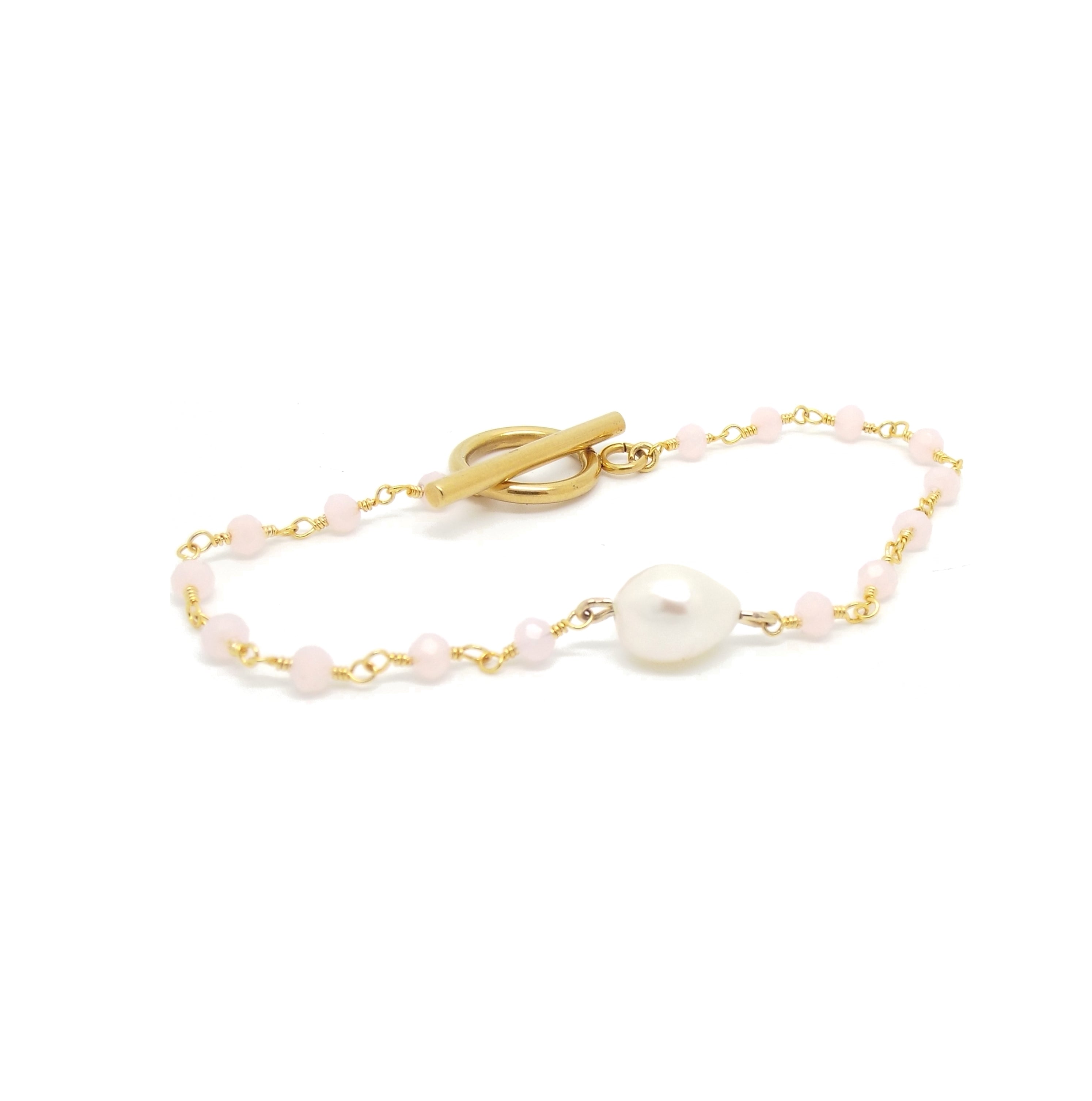 Valentina Rose Quartz & Pearl Bracelet for Women - Elegant Healing Crystal Jewelry for Meditation, Yoga & Positive Energy - Perfect Gift for Valentine's Day, Birthday & Anniversary
