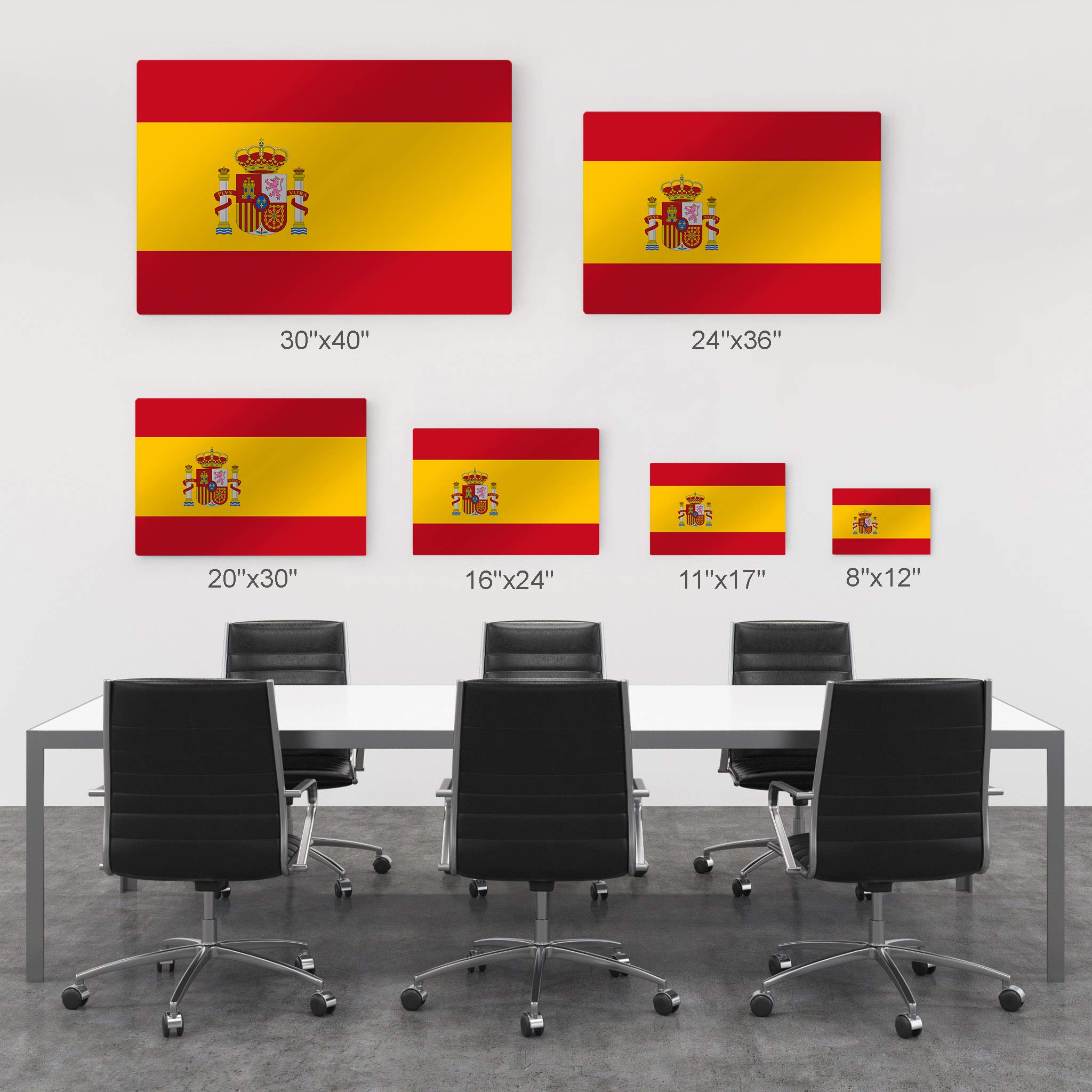 Spain Flag Metal Wall Art Print - 20x30 Inch Modern Home Decor for Office, Living Room, Dorm, Bedroom & Man Cave - Ready to Hang Made in USA - Perfect for Sports Bars, Game Rooms & Spanish-Themed Parties