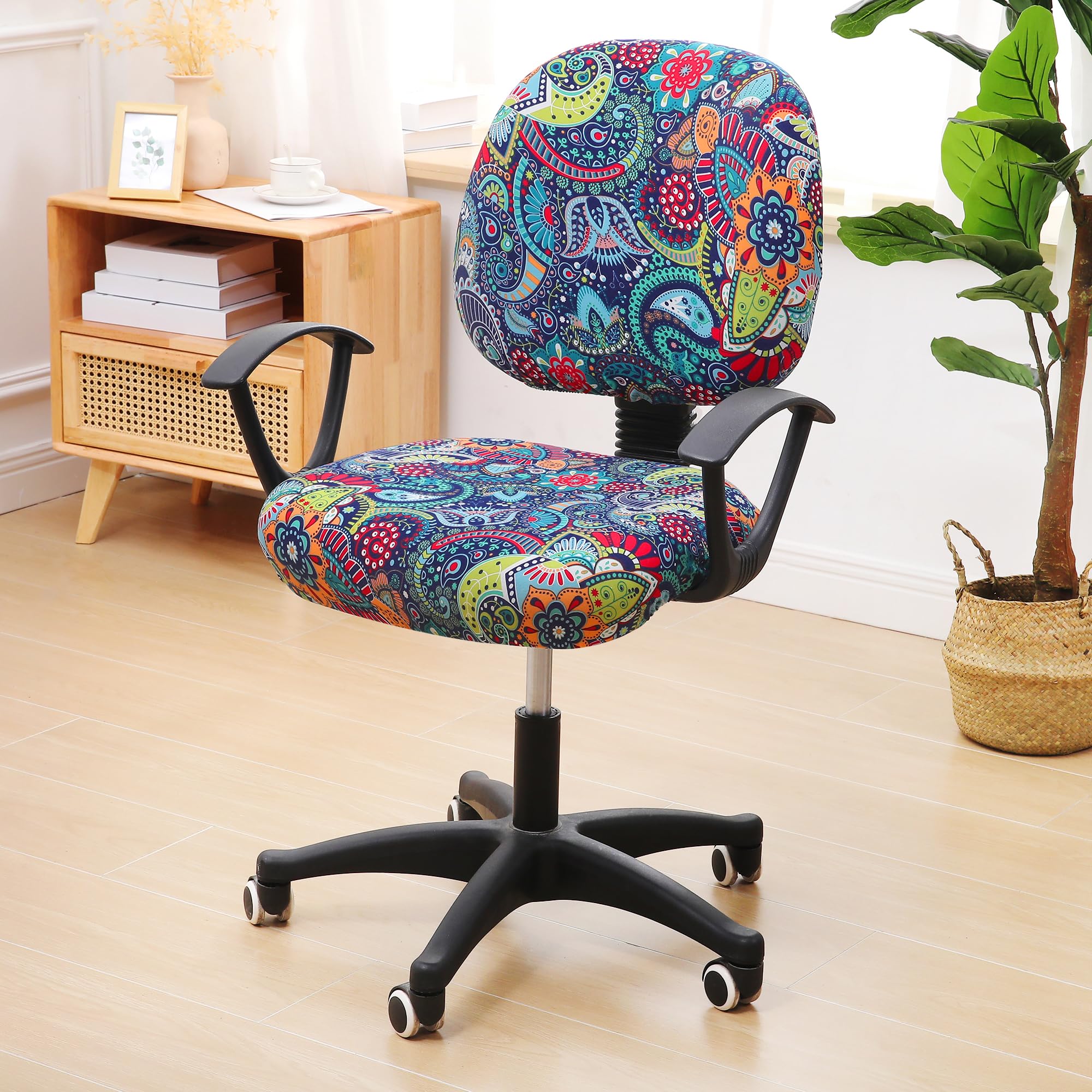 Stretchy Office Chair Cover - Washable & Universal Fit for Desks - Blue Green for Home & Office Use