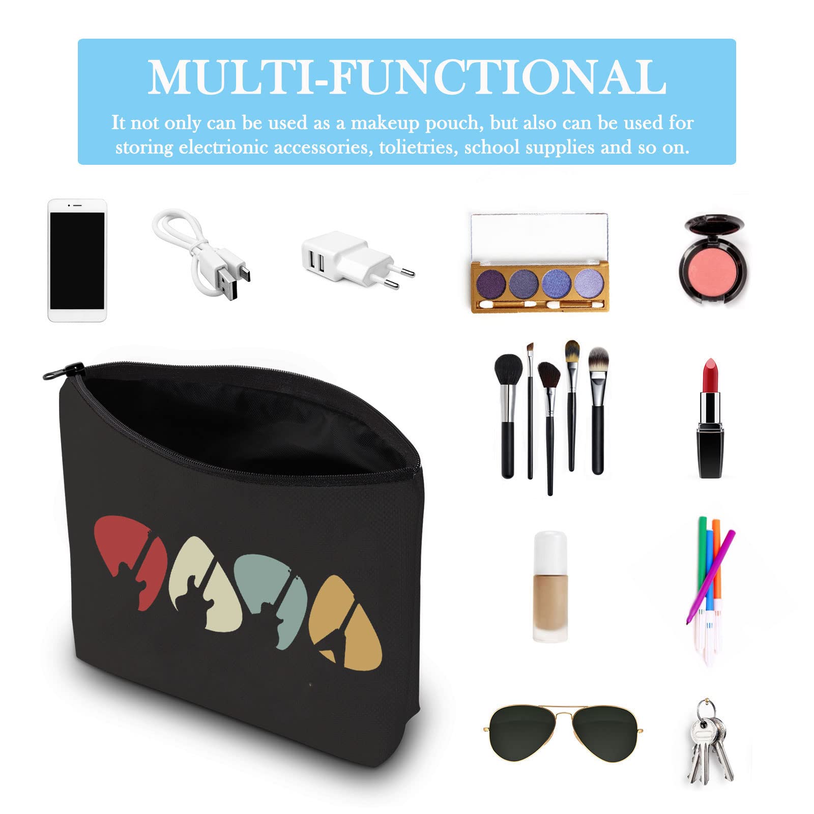 Guitar-Themed Zipper Pouch for Guitar Players - Music Instrument Accessories & Makeup Bag | Perfect for Musicians, Cosmetics Storage & Travel Essentials