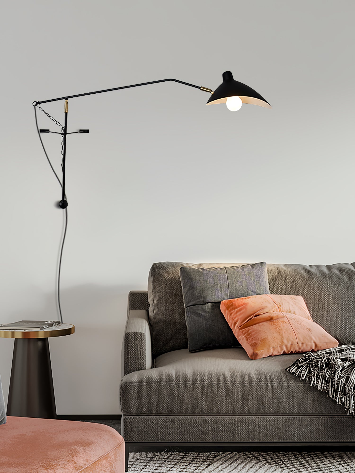 Stylish Mantis Arm Wall Lamp - Adjustable LED Reading Light for Bedroom, Living Room & Office - Modern Industrial Sconce with Flexible Gooseneck Design - Perfect for Nighttime Reading, Task Lighting & Home Decor