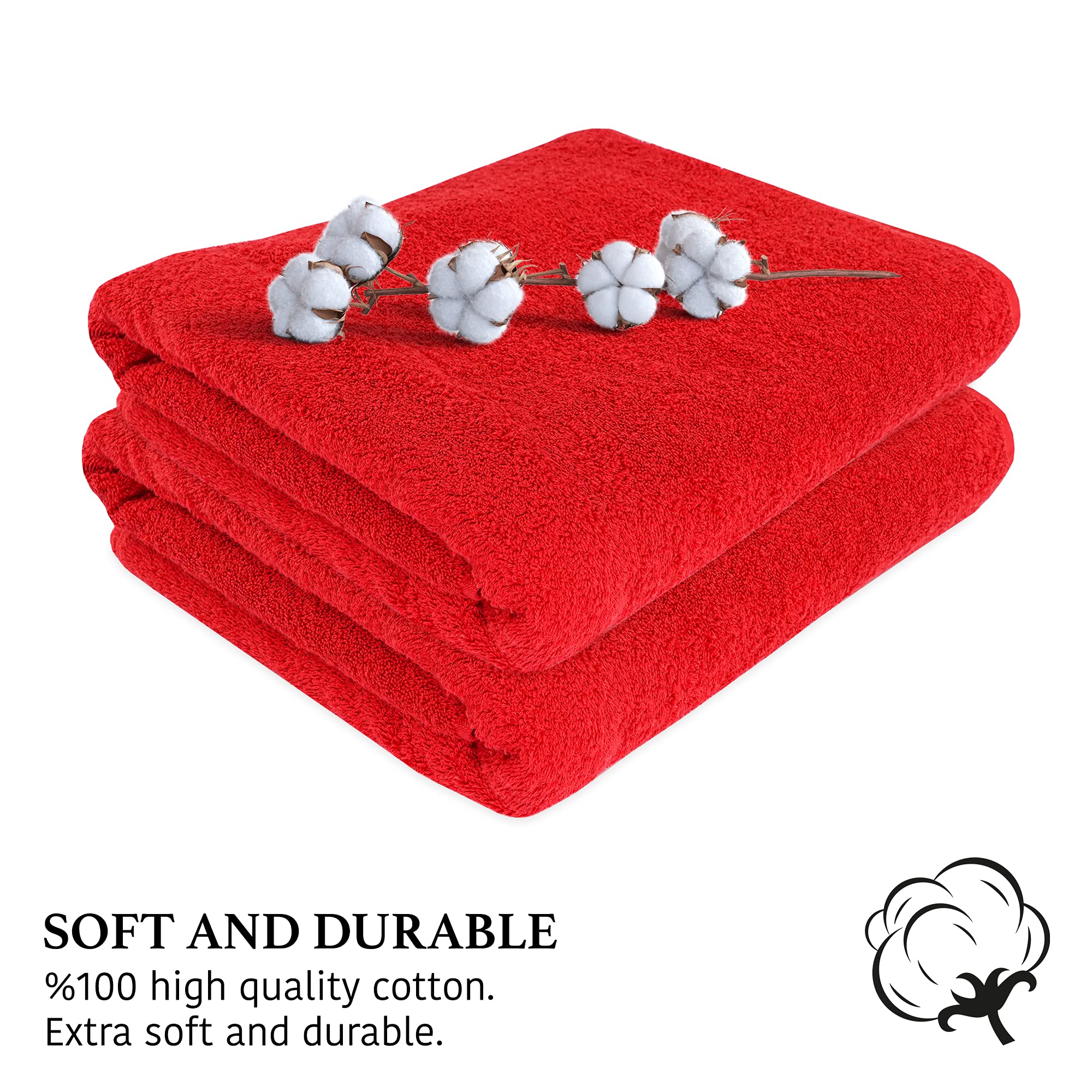 Luxury 100% Natural Cotton Bath Towels Set of 2 - Extra Large 40x80 Inches, Ultra Absorbent & Plush Hotel-Quality Bath Sheets for Spa, Gym & Home Bathroom - Soft Thick Solid Design Towels