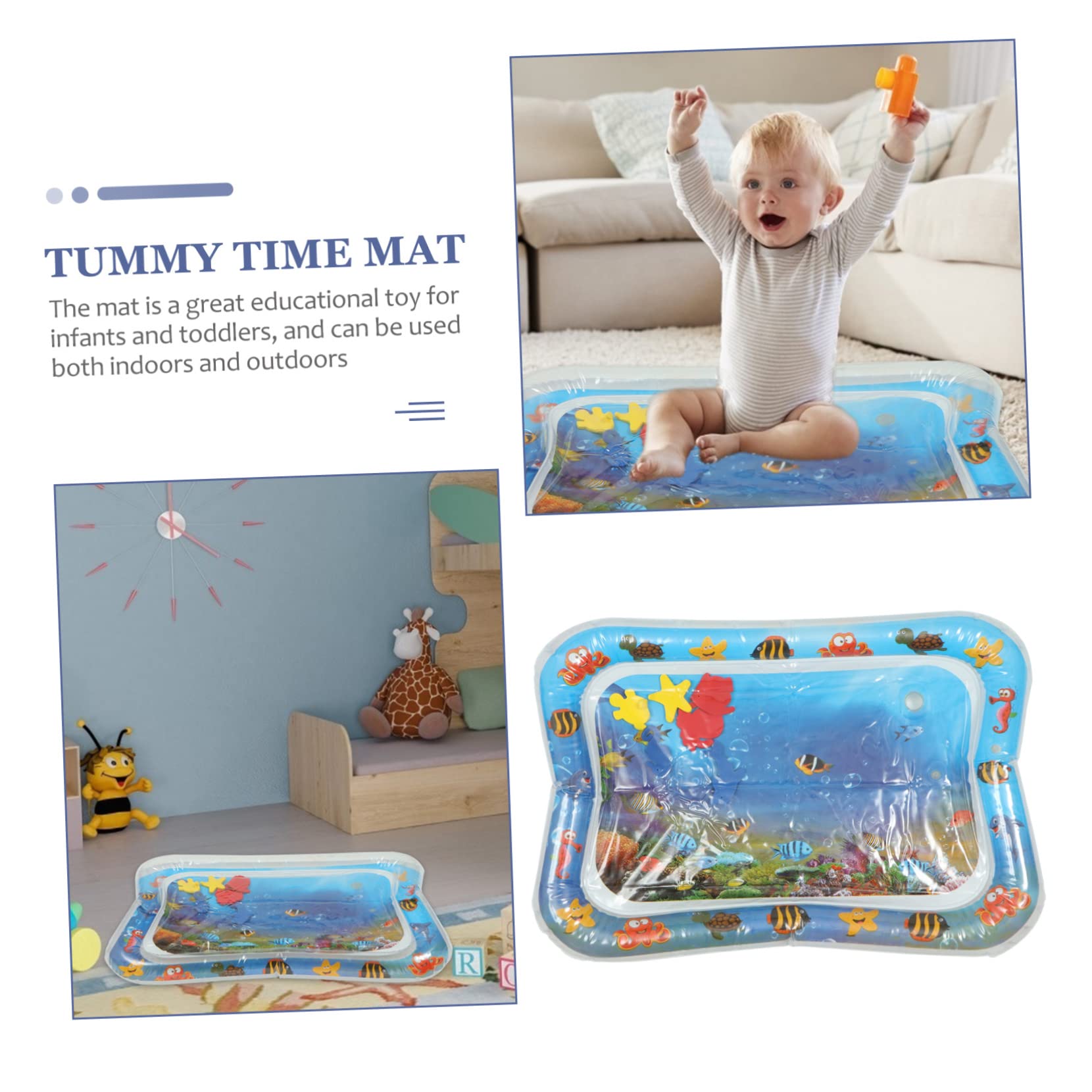 VICASKY 3-Piece Inflatable Water Cushion Play Mat Set - Blue Summer Pool Float for Kids, Outdoor Water Activity Toy for Beach, Backyard & Pool Parties
