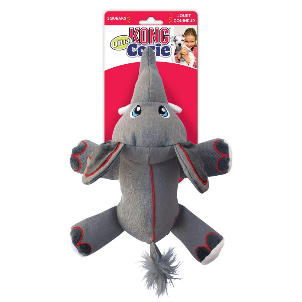 KONG Cozie Ultra Ella Elephant Plush Dog Toy with Squeaker & Reinforced Seams - Durable Chew Toy for Large Breed Dogs - Perfect for Playtime, Training & Cuddling