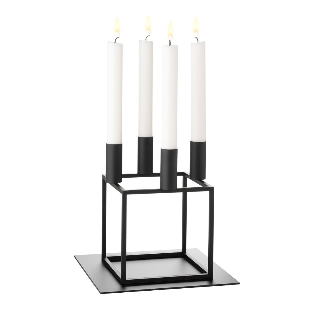 Kubus 4 Modern Candle Holders - Elegant Glass Tealight Centerpiece for Home Decor, Wedding, Dining Table & Romantic Ambiance