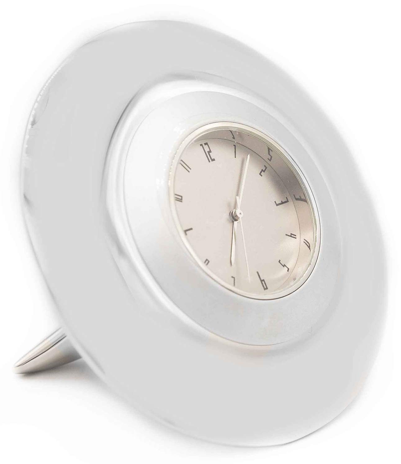 Vintage Chrome-Plated Retro Table Desk Clock - Silver Disk Design for Home, Office & Gift Giving