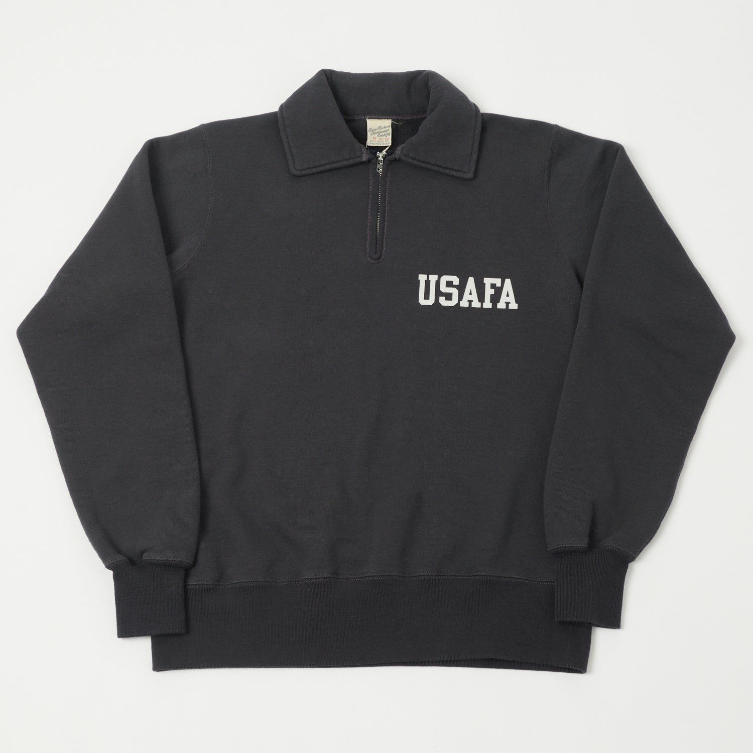 Buzz Rickson's U.S. Air Force Academy Half Zip Sweatshirt - Black | Vintage Military Style Pullover | Perfect for Casual Wear & College Campus Fashion