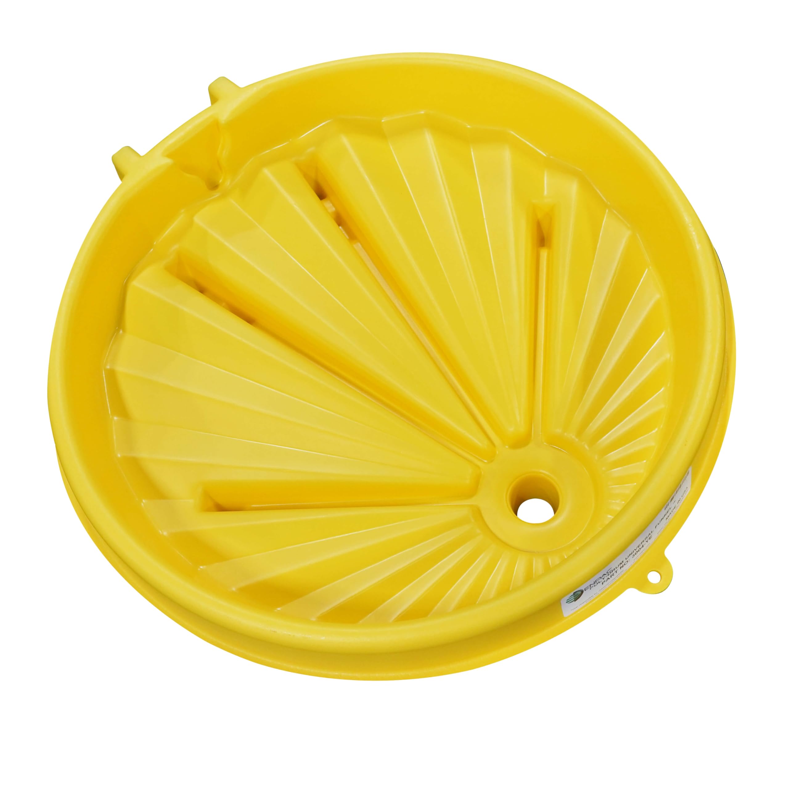 ENPAC Universal Poly Drum Funnel - Yellow Scalloped Design for Easy Installation | Wide Mouth Chemical Funnel for Industrial, Automotive & Home Use
