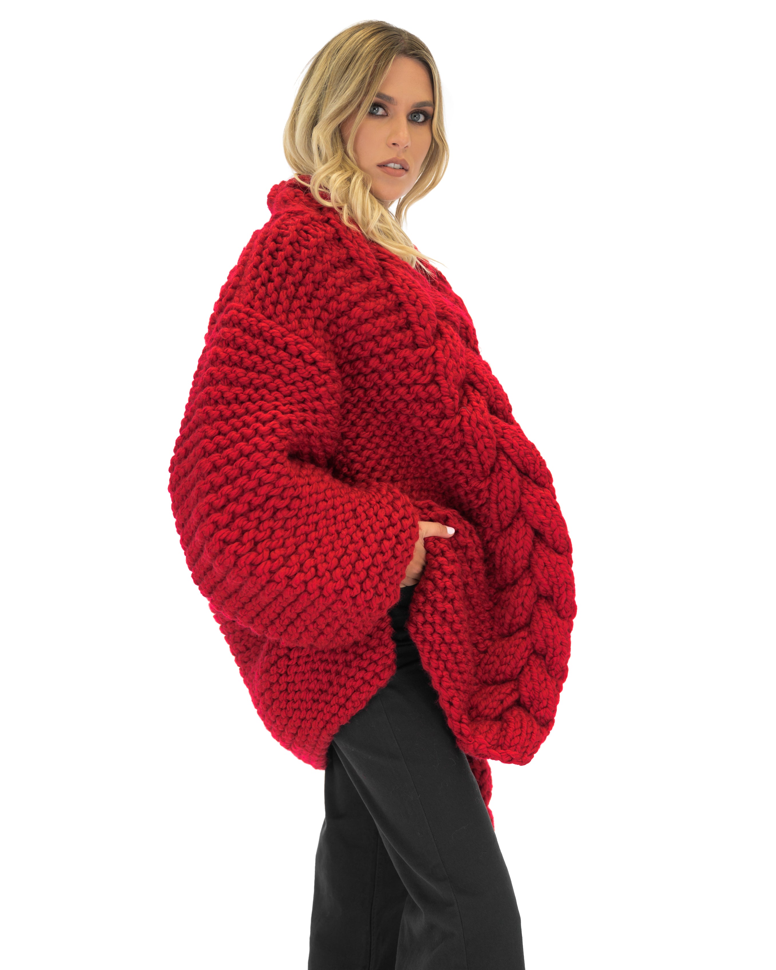 Women's Cable Knit Coat - Soft Wool Winter Jacket for Ladies - Perfect for Cold Weather, Office Wear & Casual Outfits