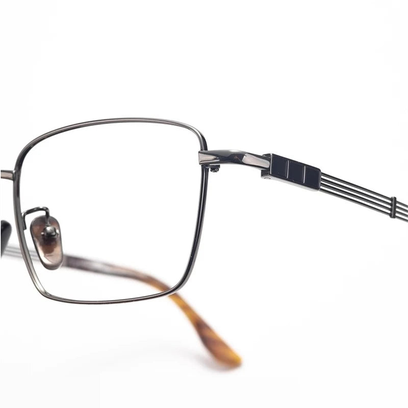 Black Titanium Square Eyeglasses for Men & Women - Lightweight Full Rim Frame (Model 80115) | Perfect for Reading, Work & Fashion Accessories
