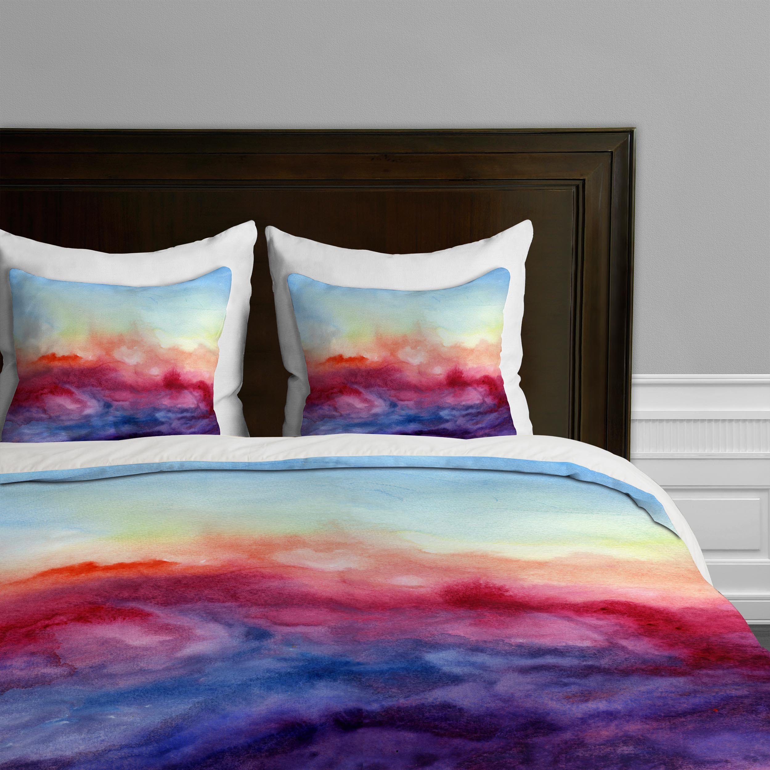 Deny Designs Jacqueline Maldonado Arpeggi Duvet Cover Set - Queen Size, Bohemian Floral Pattern Bedding for Master Bedroom or Guest Room Decor