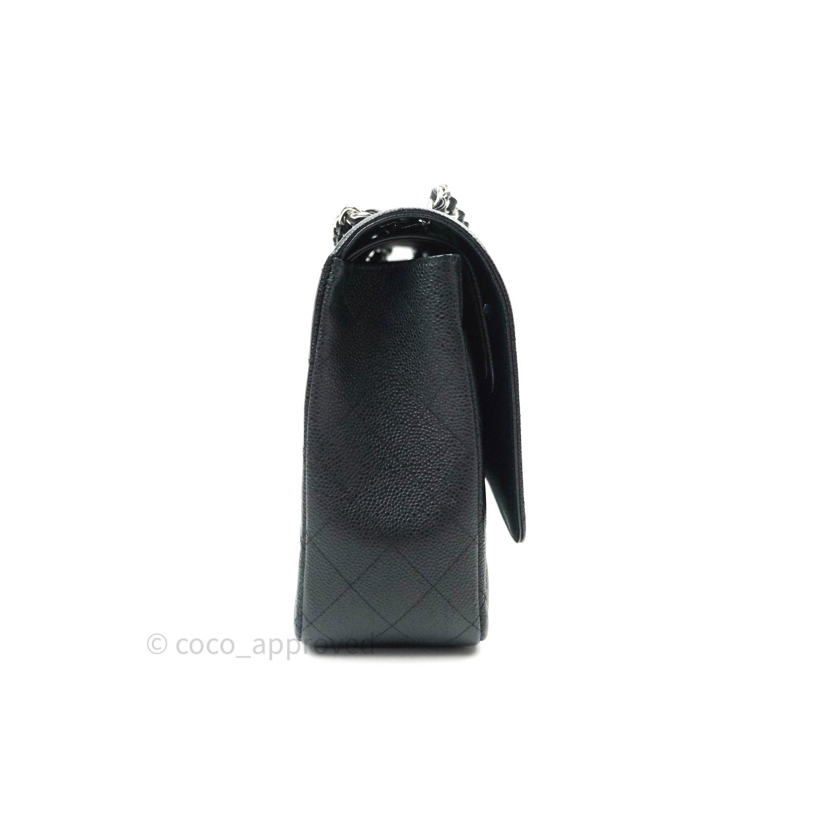 Chanel Classic Jumbo Double Flap Maxi Bag in Black Caviar Leather with Silver Hardware - Luxury Designer Handbag for Women, Perfect for Work, Evening Events & Special Occasions