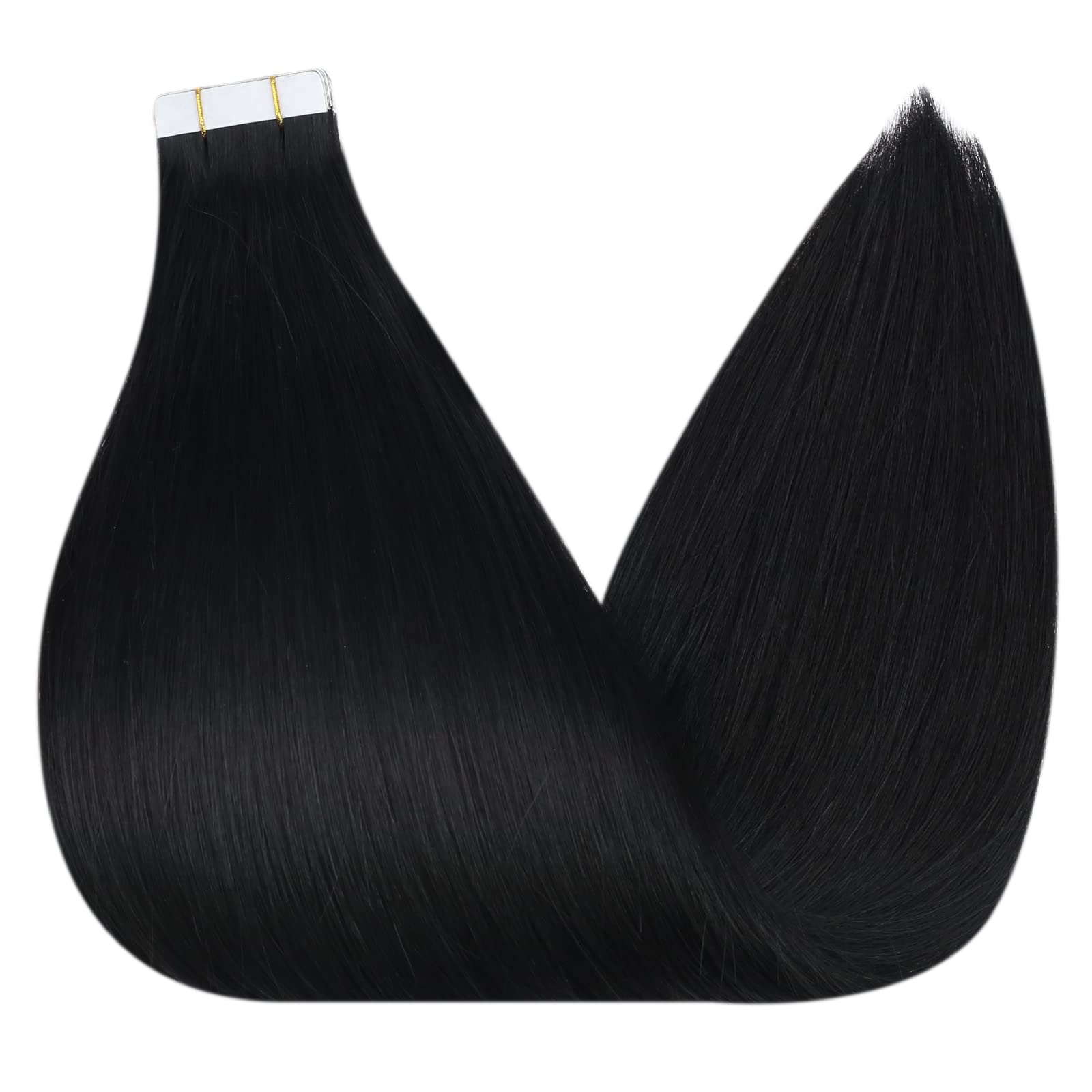 20 Inch 150g Full Shine Black Tape in Hair Extensions - 100% Real Human Hair for Women | Perfect for Styling, Volume & Length Boost