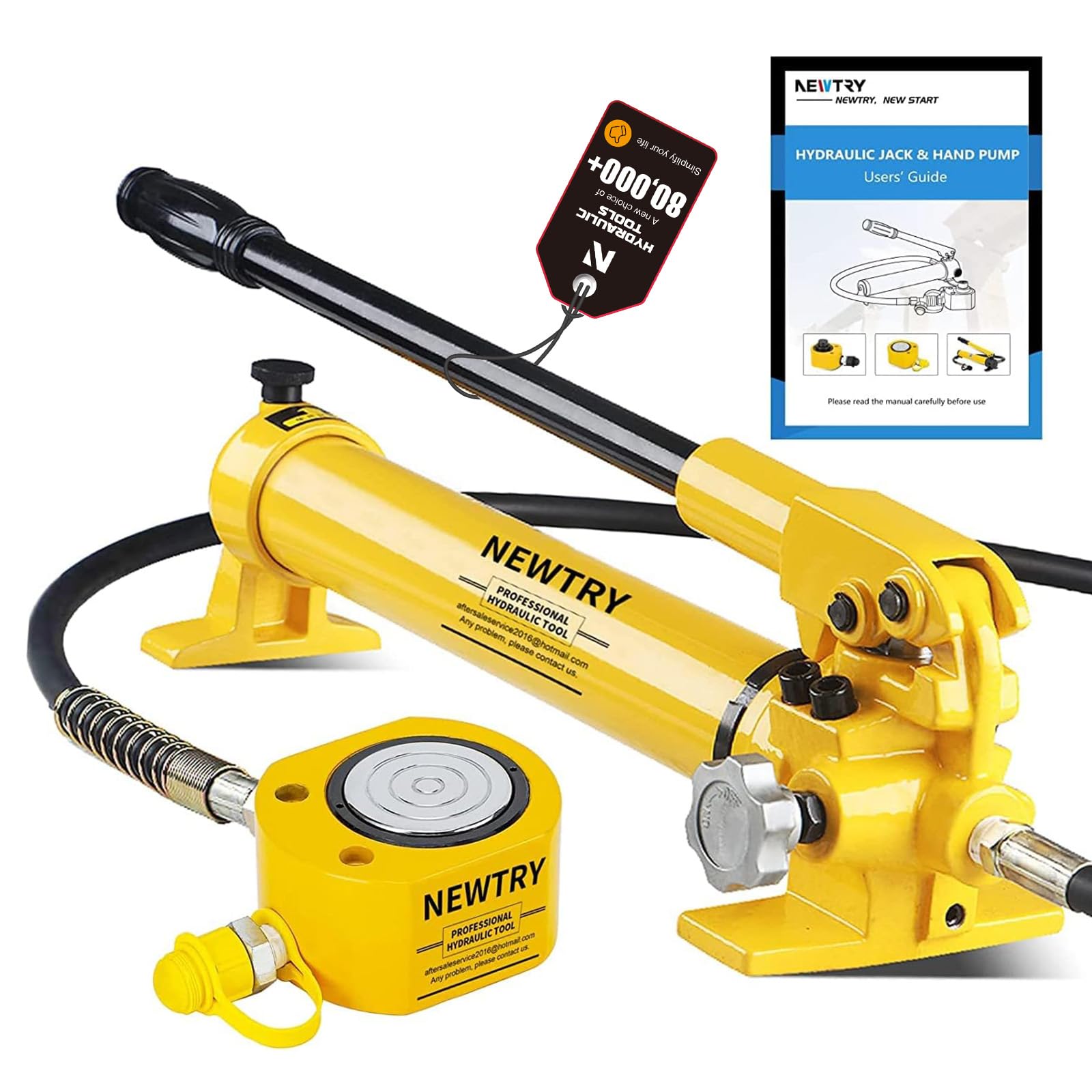 NEWTRY 30 Ton Hydraulic Ram Jack with CP-700 Hand Pump - Low Profile Porta Power Kit, Single Section Mini Jack (0.55