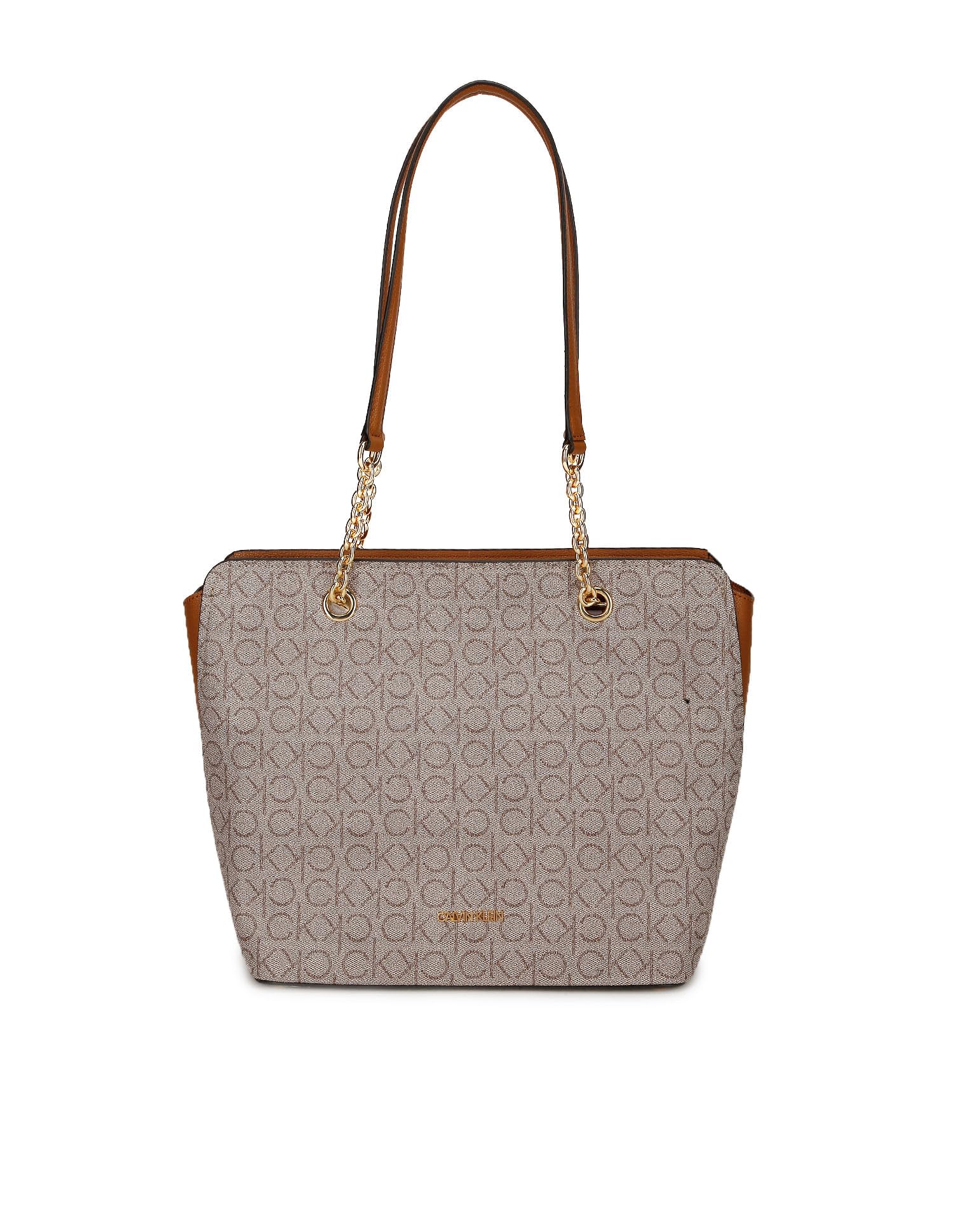 Calvin Klein Hailey Signature Top Zip Chain Tote Bag for Women - Stylish Leather Shoulder Purse for Work, Travel & Everyday Use