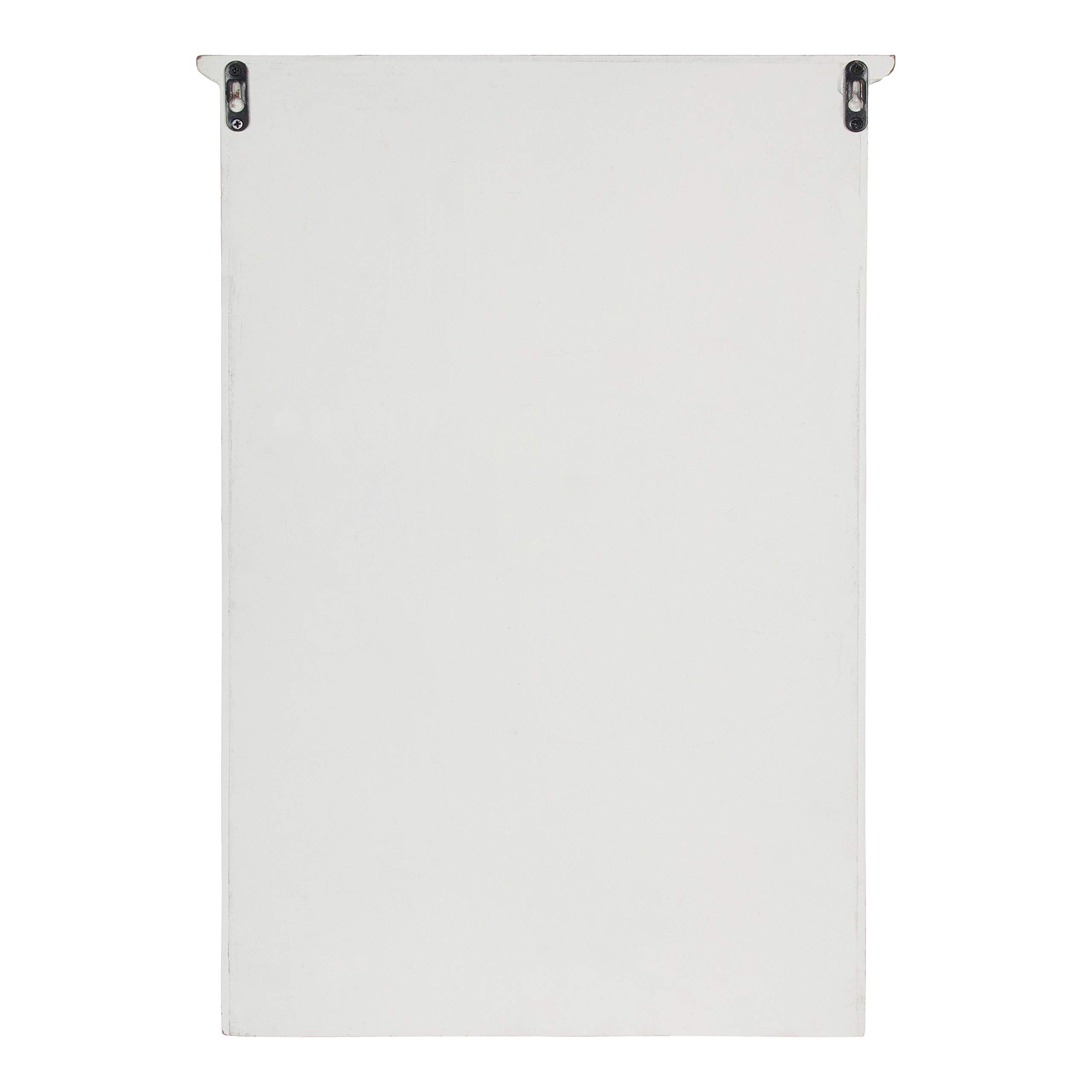 Kate & Laurel Hutchins Farmhouse Wall Cabinet - White & Gray Wooden Storage with Glass Door & 2 Drawers | Rustic Home Decor for Kitchen, Bathroom or Entryway Organization