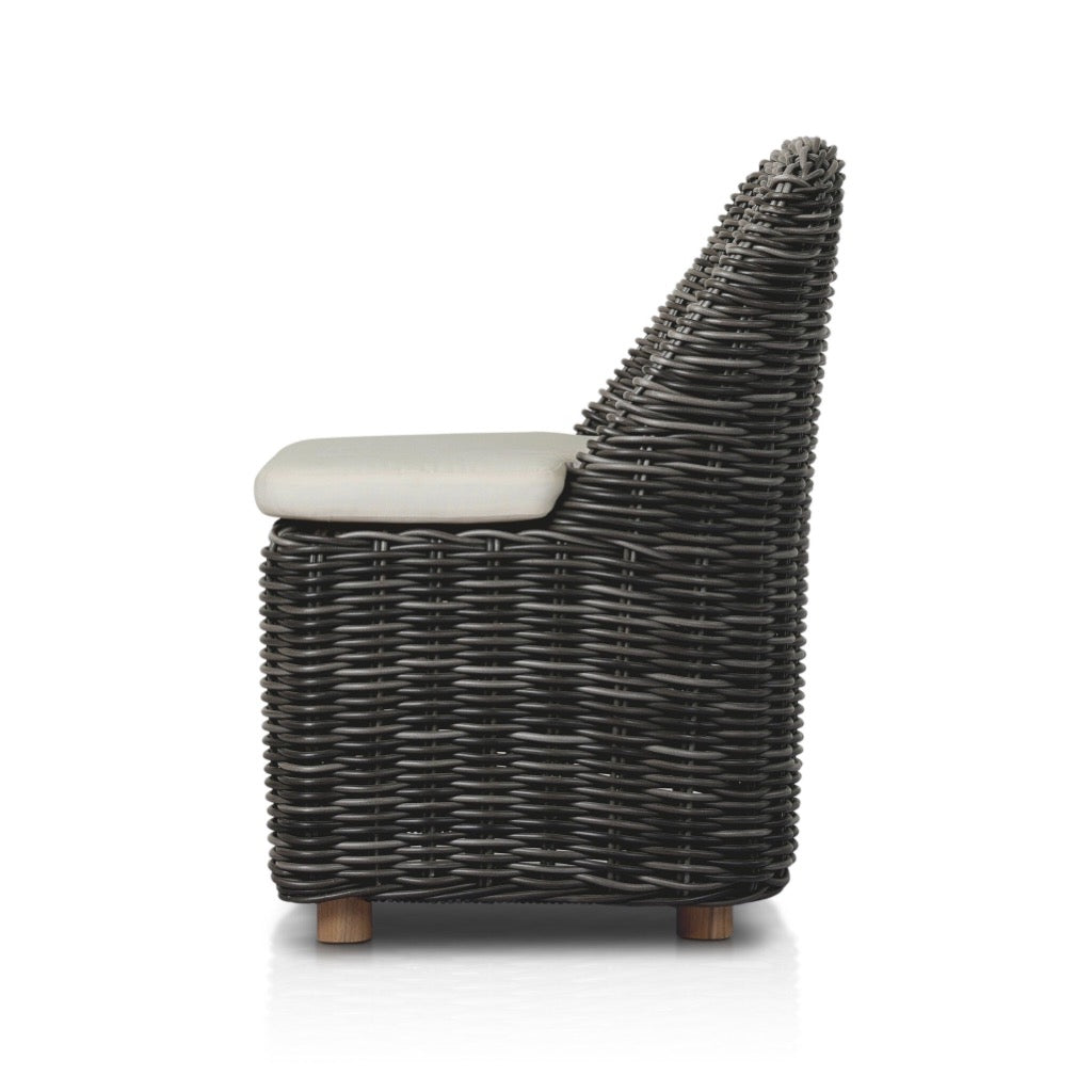 Messina Outdoor Dining Chair - Chunky Charcoal Woven Rattan Patio Furniture for Backyard, Poolside & Garden Use