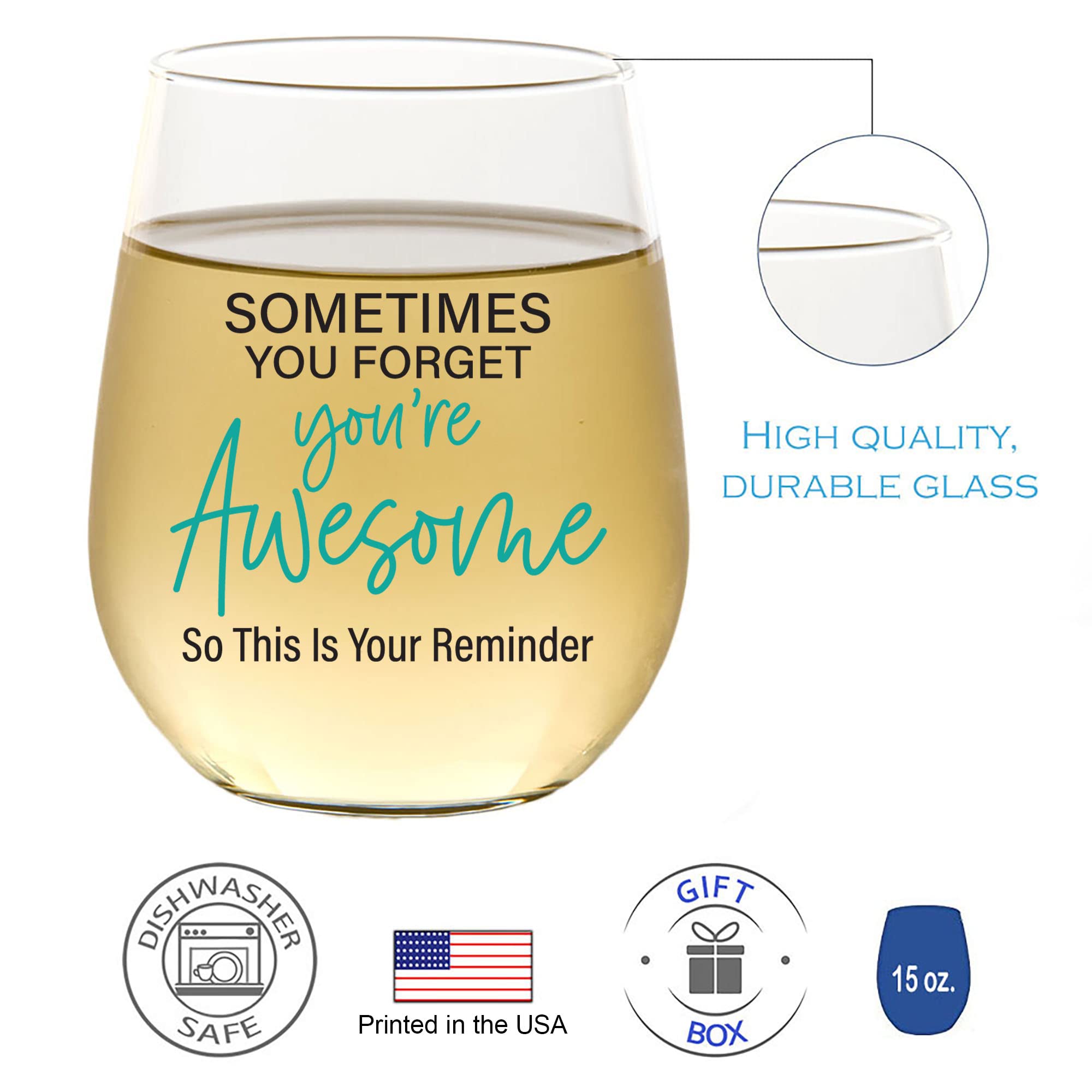 Funny Wine Glass for Women - 'We Are Trouble Together' 15oz Stemless Wine Cup | Best Friend Gift for Her, Unique Birthday Present for Girlfriend, Sister, BFF | Perfect for Girls' Night, Bachelorette Parties & Wine Lovers