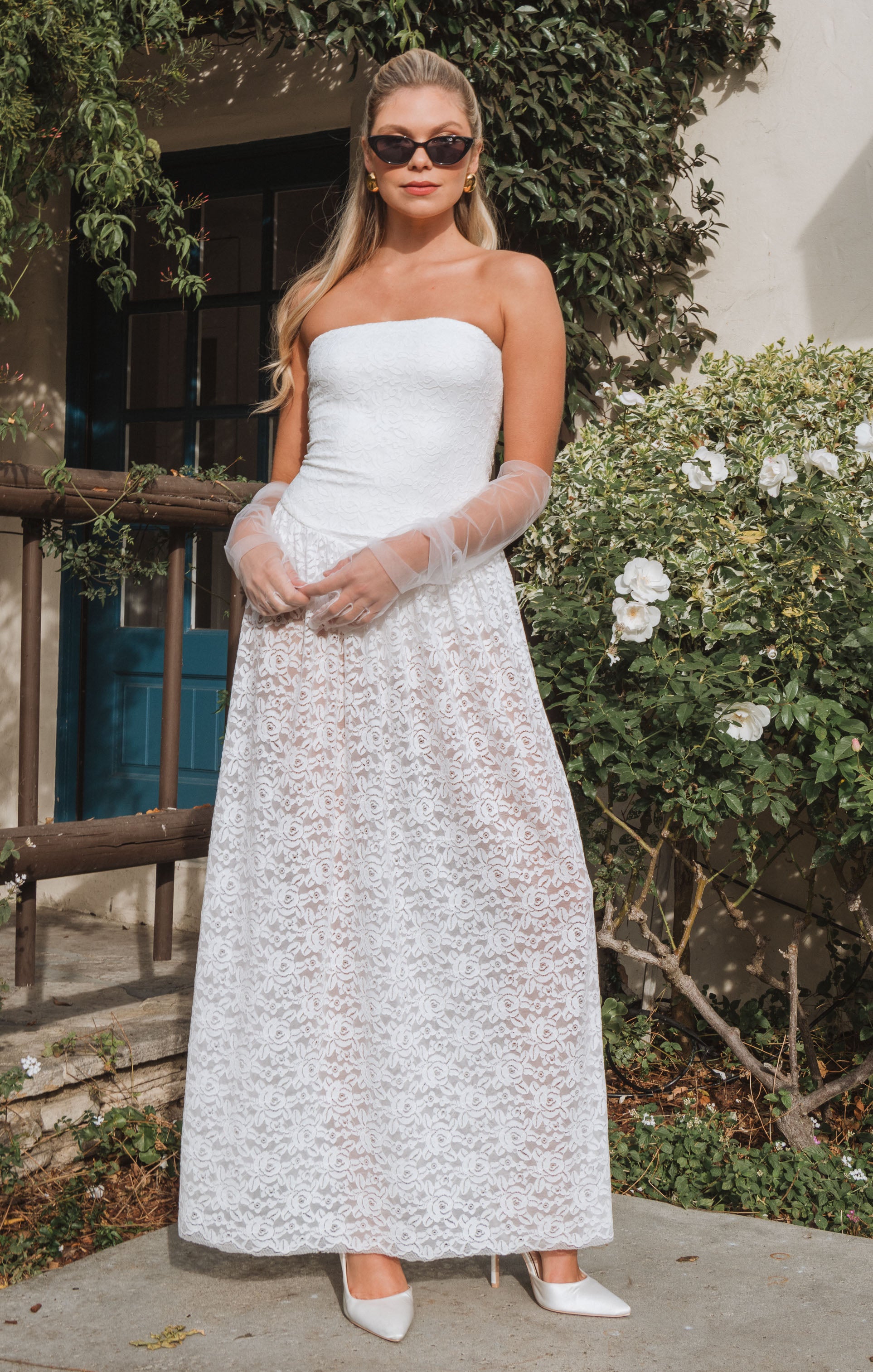Elegant White Lace Drop Waist Dress by Diana - Perfect for Weddings, Parties & Special Occasions
