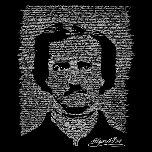 LA POP ART Women's Word Art Hooded Sweatshirt - Edgar Allan Poe The Raven Design | Vintage Literary Graphic Pullover | Cozy Fall Winter Fashion for Book Lovers & Poetry Fans
