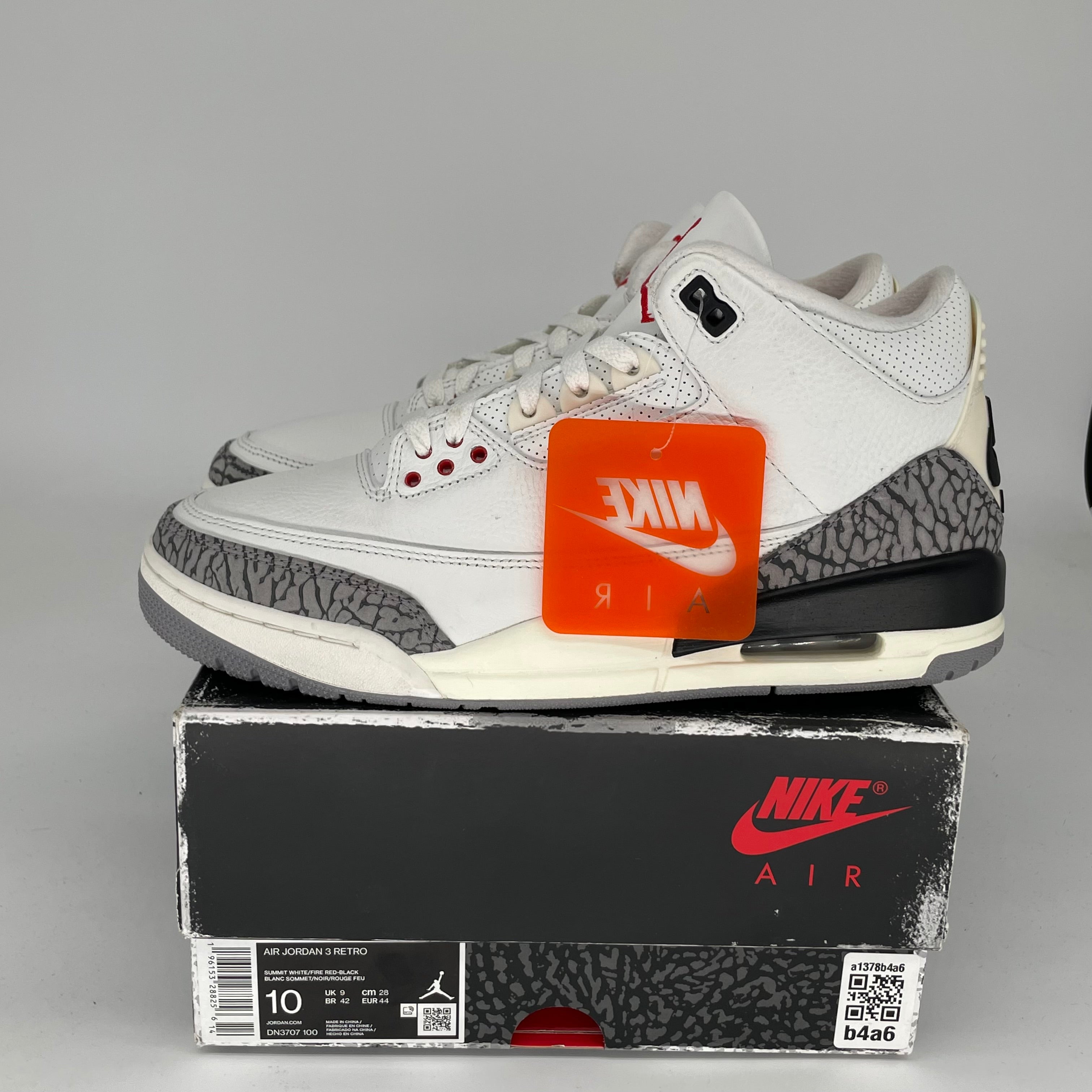 AIR JORDAN 3 White Cement Reimagined Men's Basketball Shoes Size 10 DN3707 - Retro Sneakers for Streetwear & Basketball Games