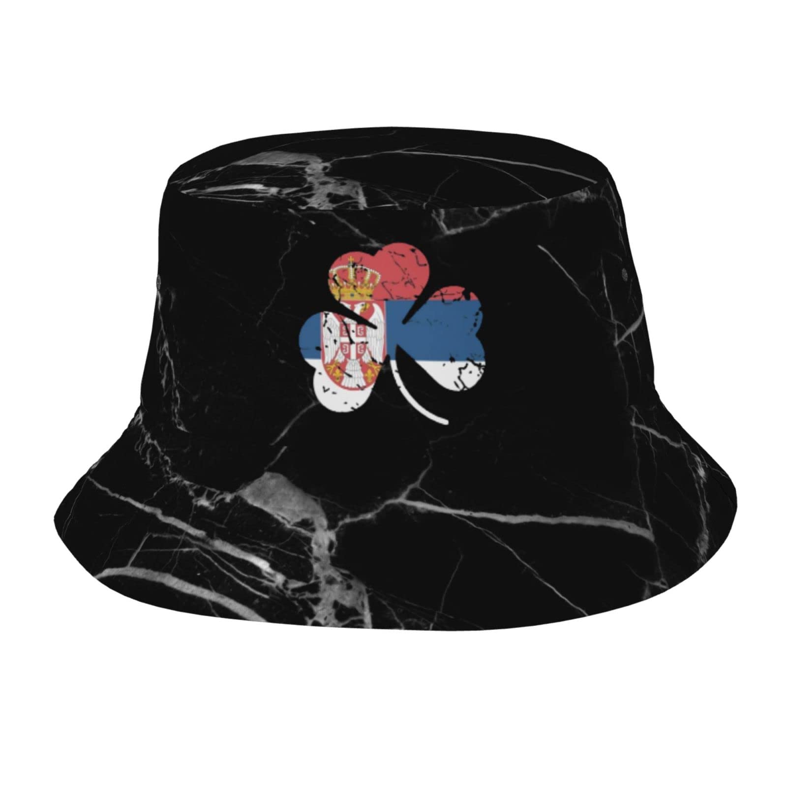 Suriohl Serbia Flag Clover Bucket Hat - Cotton Summer Sun Hat for Women & Men, Beach Fishing Outdoor Activities