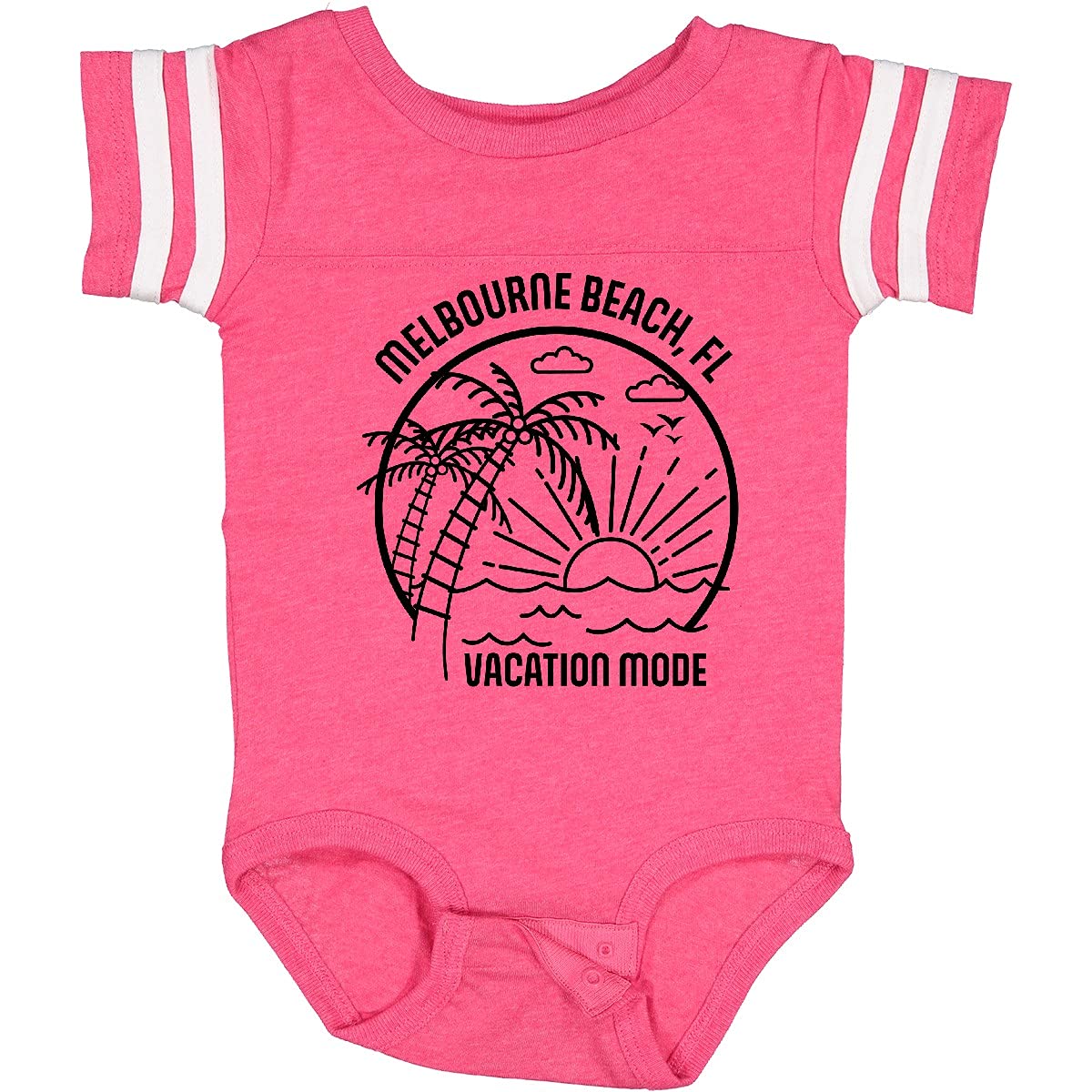 Inktastic Summer Vacation Mode Melbourne Beach Florida Baby Bodysuit - Cute Infant Onesie for Beach Trips & Family Vacations - Soft Cotton Baby Bodysuit for Boys & Girls - Perfect Florida Souvenir & Travel Outfit
