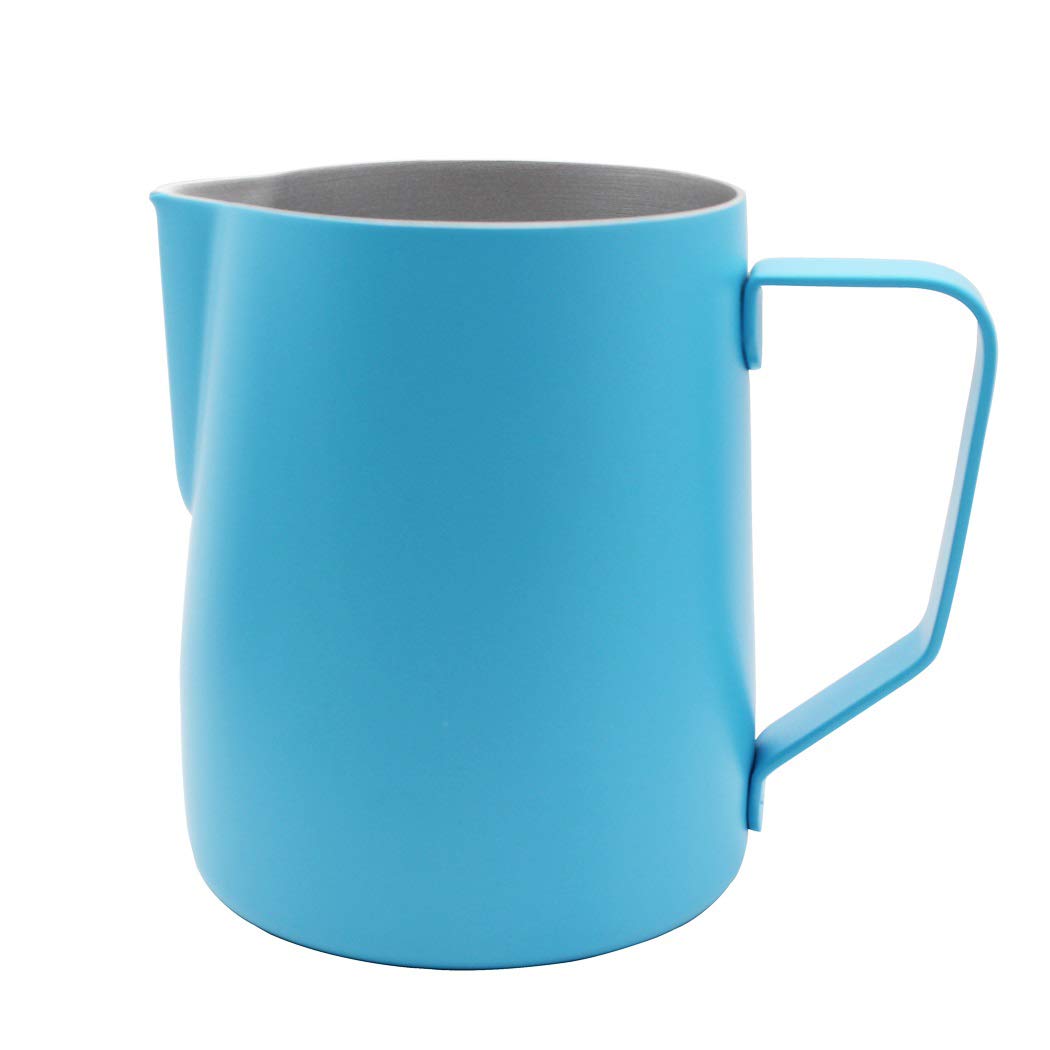 Premium Stainless Steel Milk Frothing Pitcher 350ml (12oz) - Barista Espresso Steaming Jug for Latte, Cappuccino & Coffee Art - Durable Blue Milk Frothing Cup for Home & Professional Use