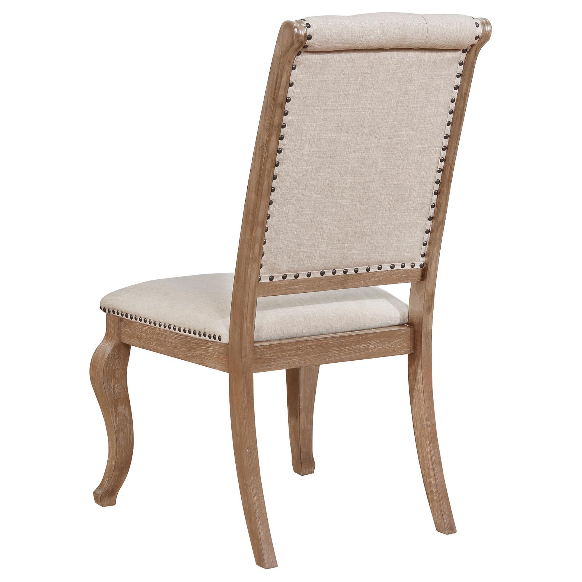 Brown Tufted Back Dining Chairs Set of 2 - Cream & Barley Upholstered Kitchen Chairs for Dining Room, Breakfast Nook or Home Office