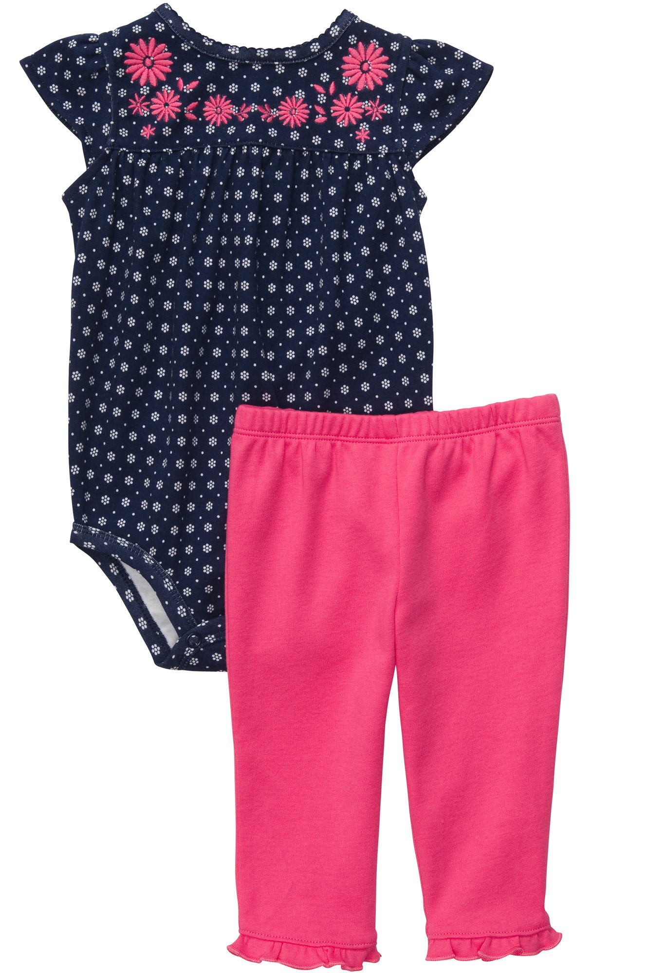 Carters Baby Girls Infant Floral Embroidered Leggings Set - Soft Cotton Stretch Pants for Newborns & Toddlers - Perfect for Playtime, Photo Shoots & Everyday Wear