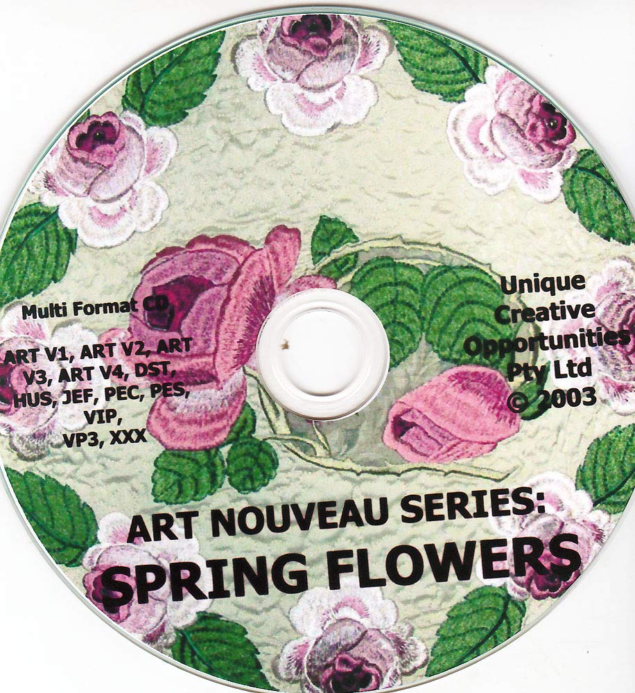 Jenny Haskins Art Nouveau Spring Flowers Collection - Elegant Floral Embroidery Designs for Home Decor & DIY Craft Projects
