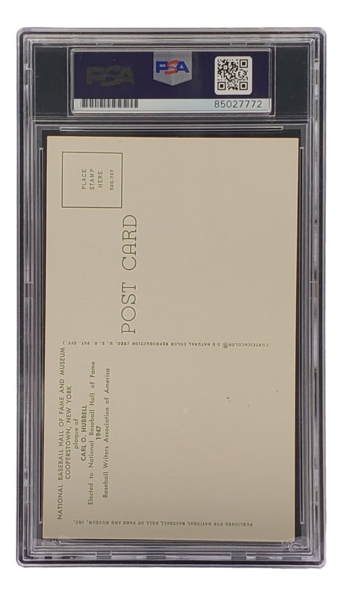 Carl Hubbell Autographed 4x6 New York Giants Hall Of Fame Plaque Card with PSA/DNA Certification 85027772 - Perfect for Baseball Memorabilia Collectors and Sports Fans Display