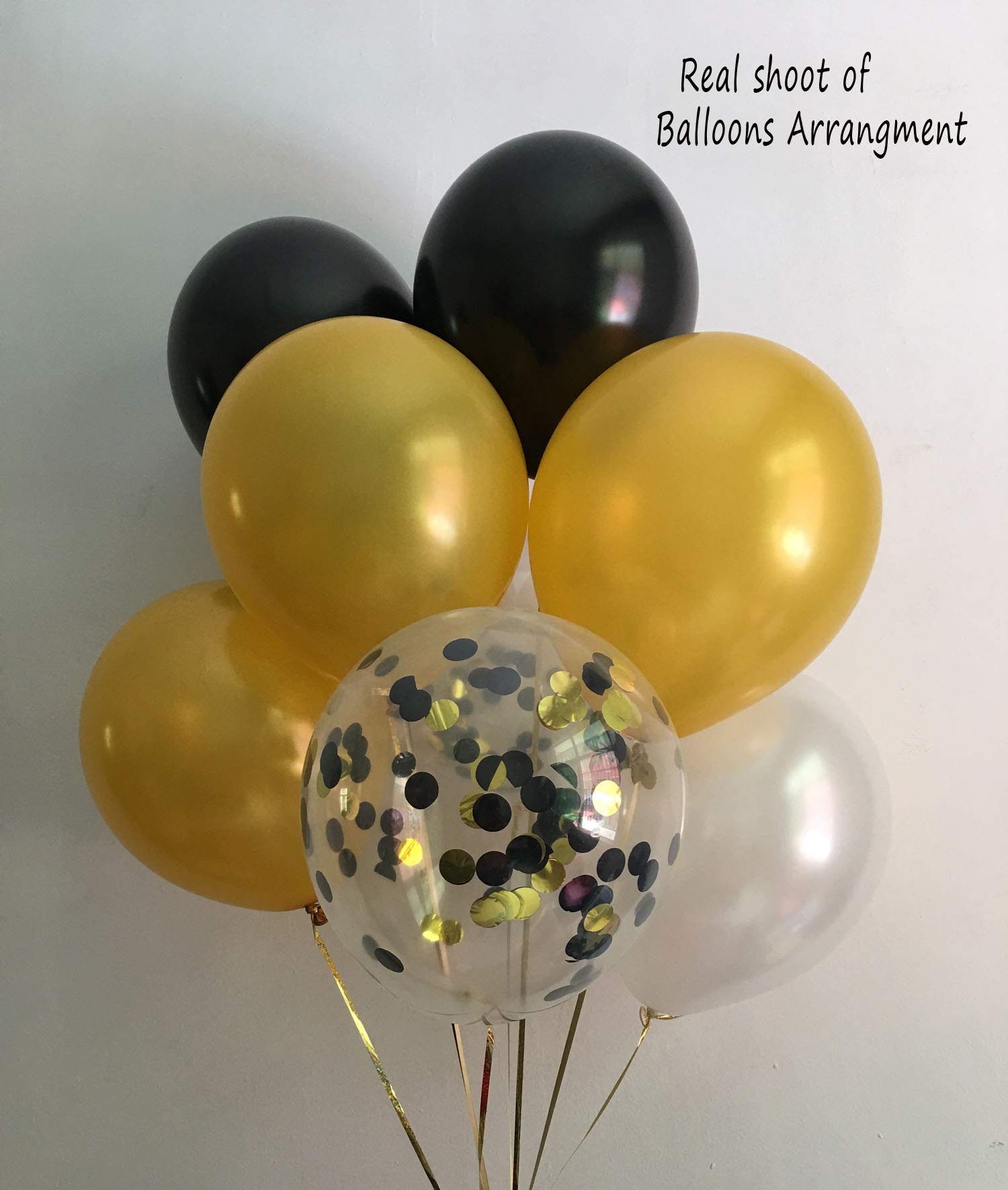 Black Gold Confetti Balloons for Party Decor - Birthday Wedding Graduation Decorations