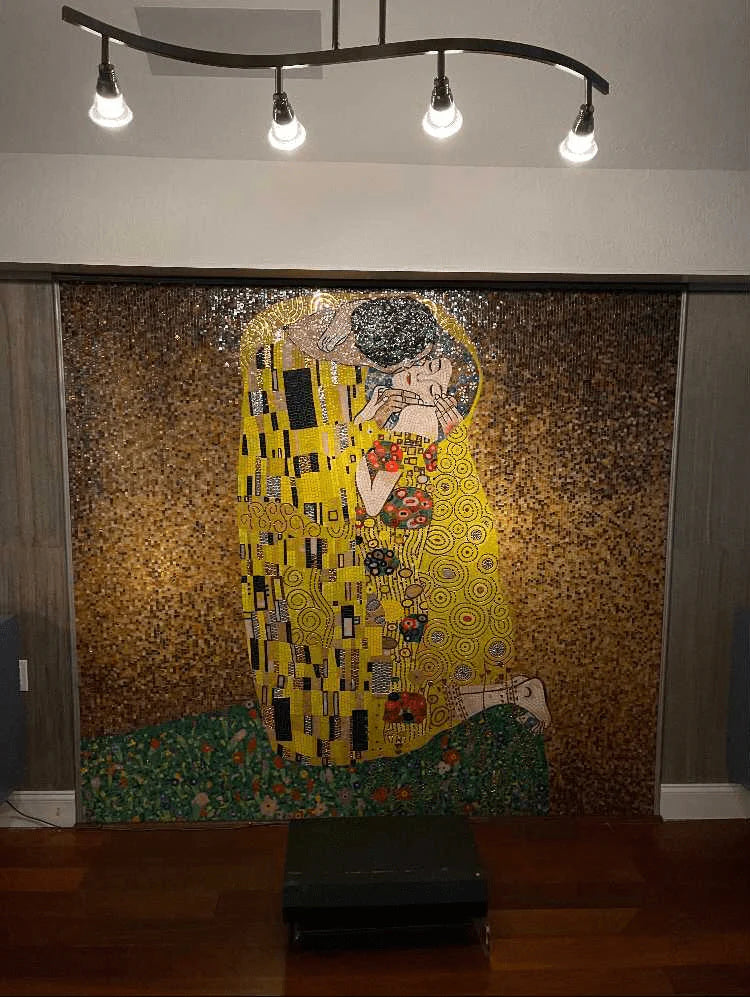 Gustav Klimt The Kiss Mosaic Reproduction - Handmade Mosaic Wall Art for Home Decor & Gift