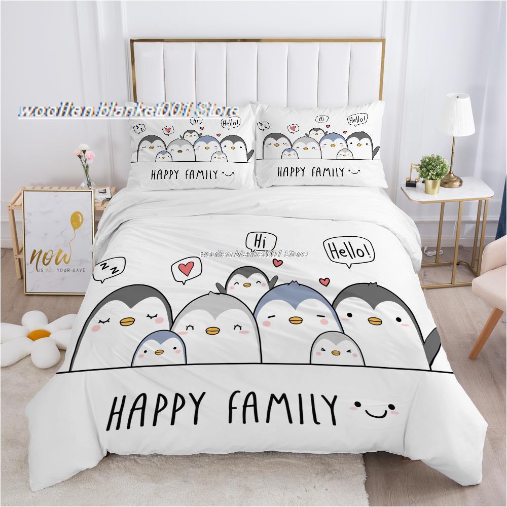 Premium Penguin Themed Bedding Set - Soft & Cozy 4-Piece Comforter Set for Kids & Adults - Perfect for Winter Nights & Themed Bedrooms