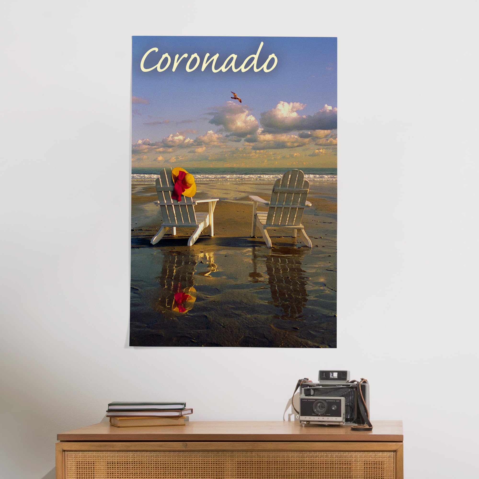 Lantern Press 24x36 Inch Giclee Art Print - Coronado California Beach Scene with Adirondack Chairs - Premium Wall Decor for Living Room, Bedroom & Office