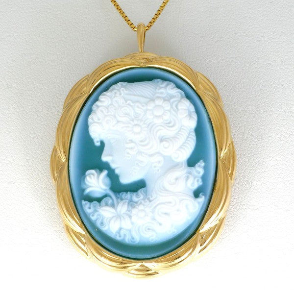 18K Yellow Gold Cameo Necklace and Brooch Set - Vintage Two-Way Pendant for Women - Perfect for Weddings, Parties & Special Occasions
