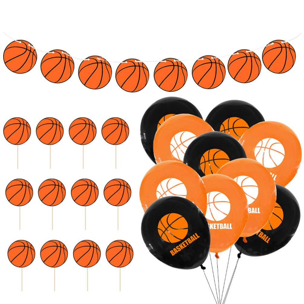 Amosfun Basketball Themed Birthday Balloons - 33pcs Assorted Color Party Decorations for Sports Birthday Party, Baby Shower & Game Room Decor