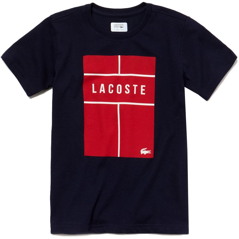 Lacoste Boys' Short Sleeve Cotton Polo T-Shirt - Navy & Red Striped - Casual & Sporty Style for School, Playdates & Outdoor Activities
