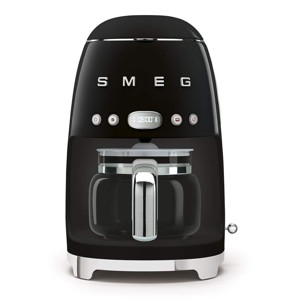 Smeg 50's Retro Style Drip Coffee Maker - 10 Cup Capacity, Black - Perfect for Home, Office & Vintage Kitchen Decor