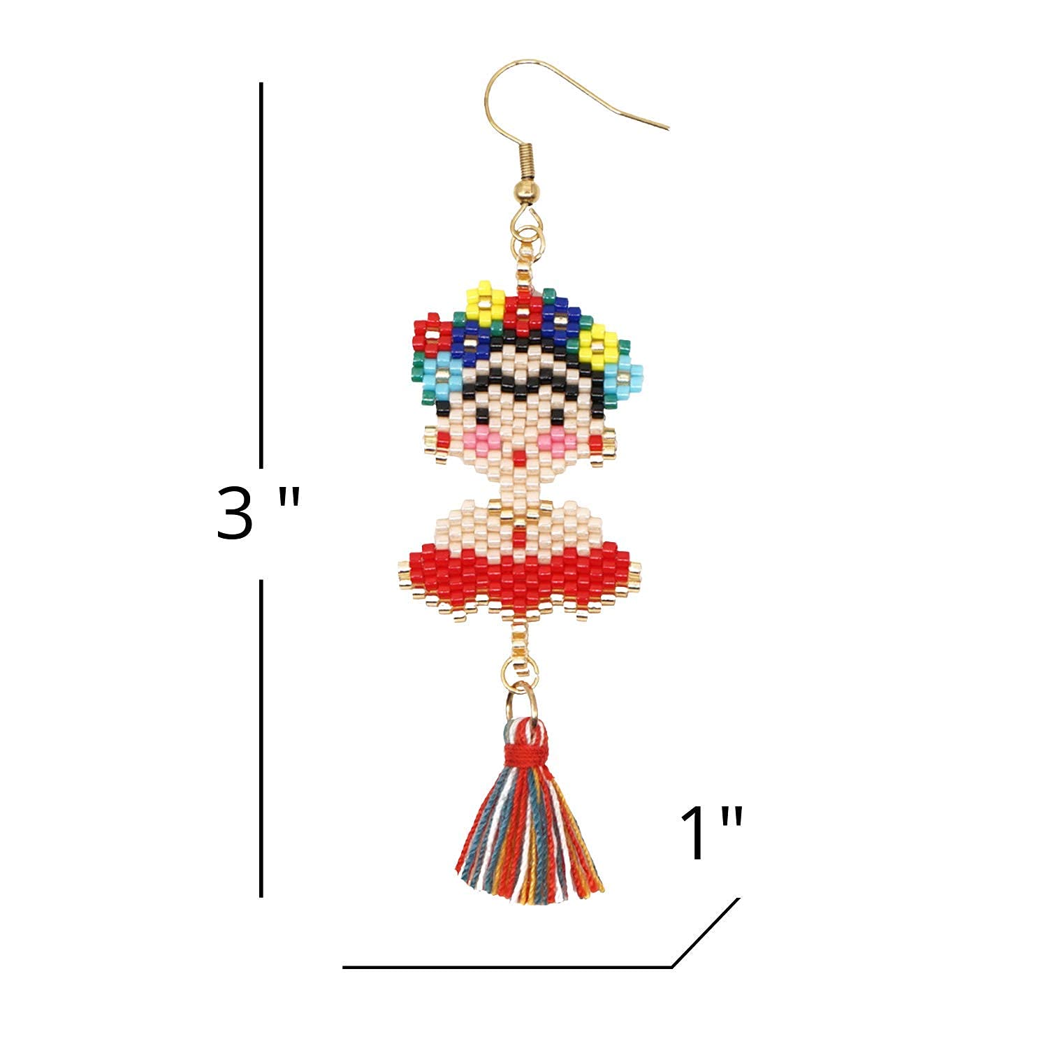 Handmade Mexican Style Dangle Earrings for Women - Cute Beaded Boho Jewelry with Inspirational Gift Card | Perfect for Festivals, Parties & Everyday Boho Fashion