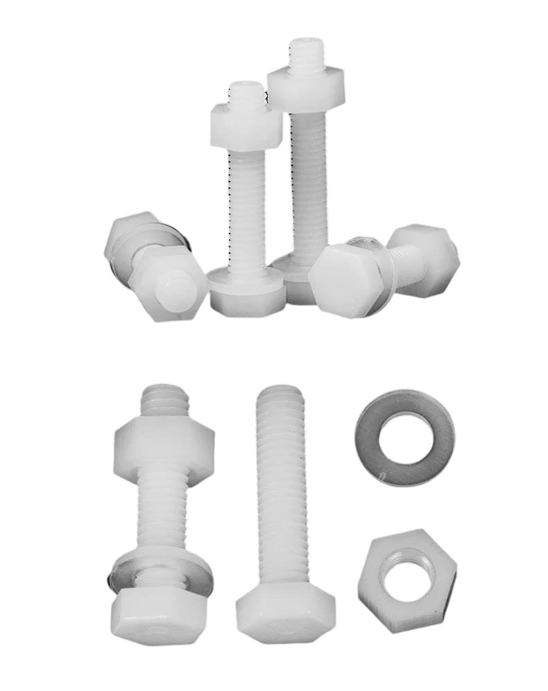 Nylon Hex Flange Nut Washer Kit - 10 Pieces M12 x 30mm for DIY, Drones, Telescopes, Mechanical & Electronic Fasteners - Perfect for Home Repairs, RC Models & Equipment Assembly