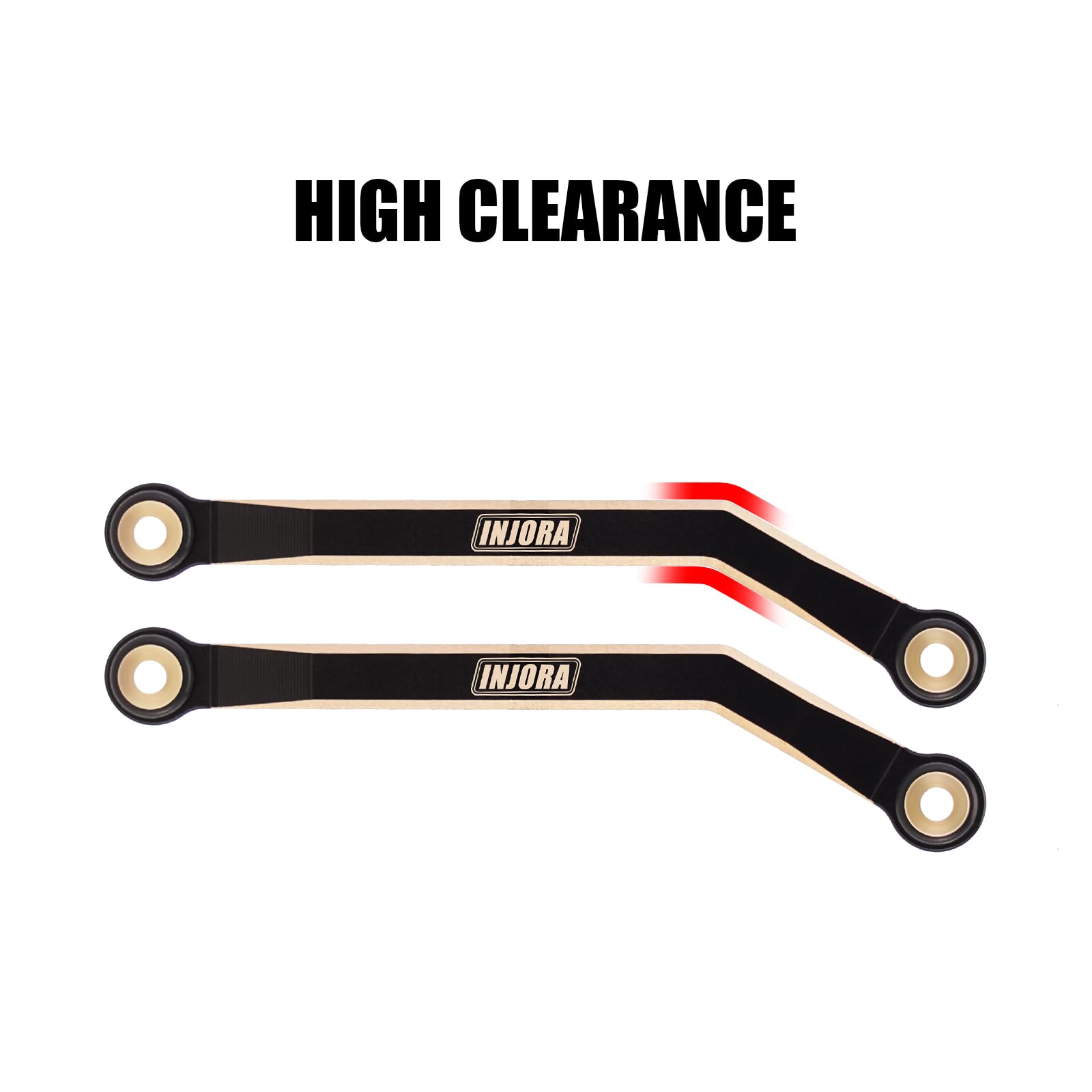 INJORA 8PCS Black Brass High Clearance Chassis Links 39g Heavy Duty Upgrade Parts for FMS FCX24 1/24 Scale RC Crawler - Perfect for Off-Road Terrain and Rock Crawling Adventures