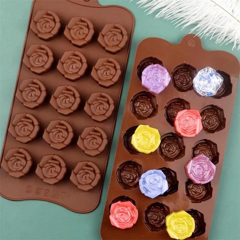 Premium Rose-Shaped Silicone Chocolate & Wax Mold Set - Food-Grade Baking & Candle Making Supplies for DIY Desserts, Candles, Soaps - Perfect for Valentine's Day, Weddings & Home Decor