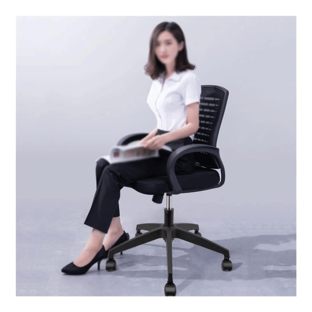 Ergonomic Black Mesh Office Chair with Fixed Armrests & Lumbar Support - Comfortable Computer Desk Chair for Home Office, Study, Gaming & Workspaces