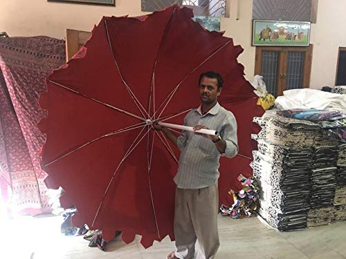 Handmade Indian Wedding Umbrella Decor - Mehndi Design Party Parasol for Outdoor Weddings, Mehndi Ceremonies & Sun Protection (Maroon)