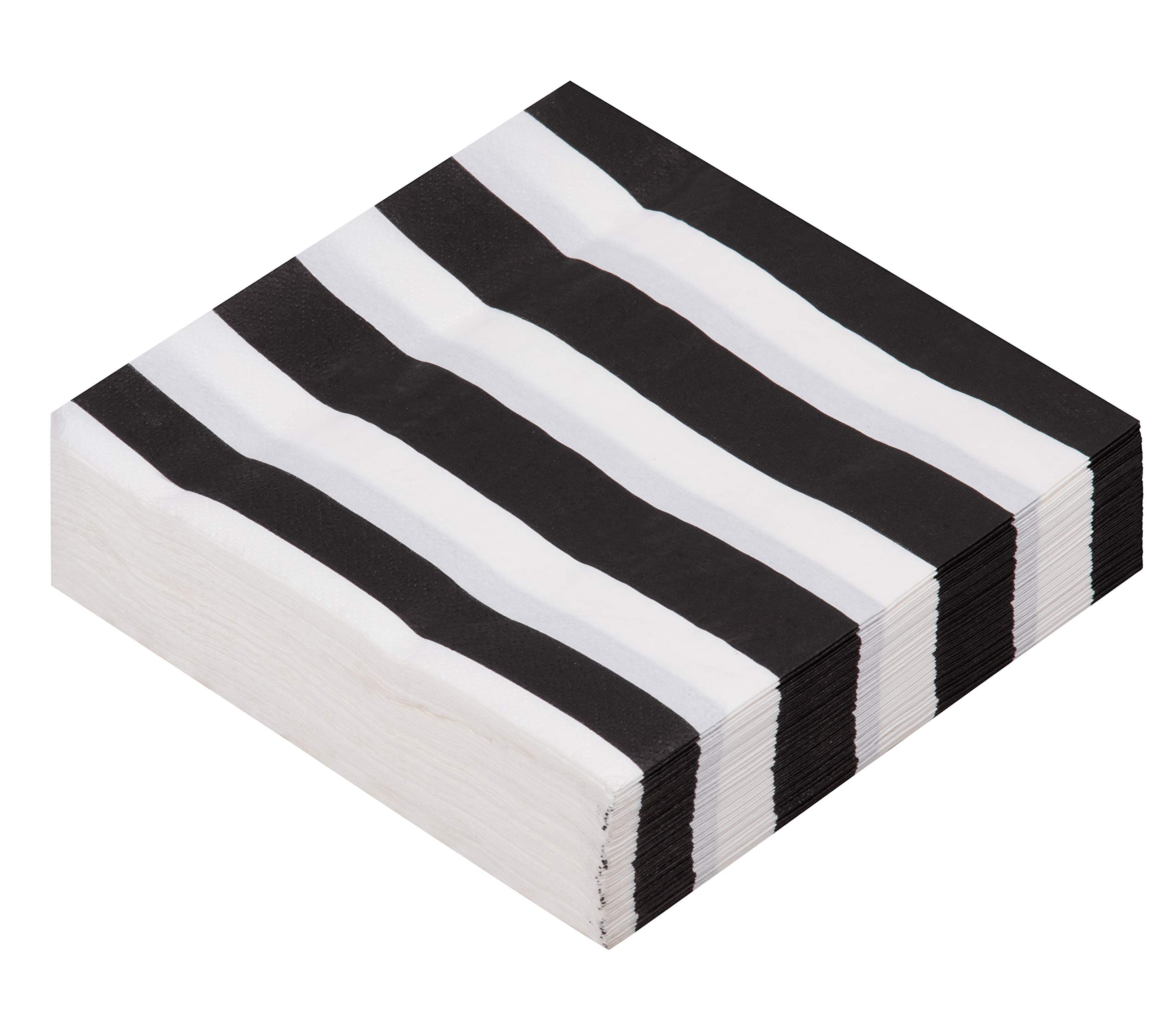 150 Pack Black and White Striped Disposable Paper Napkins - 6.5x6.5 Inch Elegant Party Napkins for Birthday, Baby Shower, Graduation, Wedding, Dinner & Holiday Celebrations