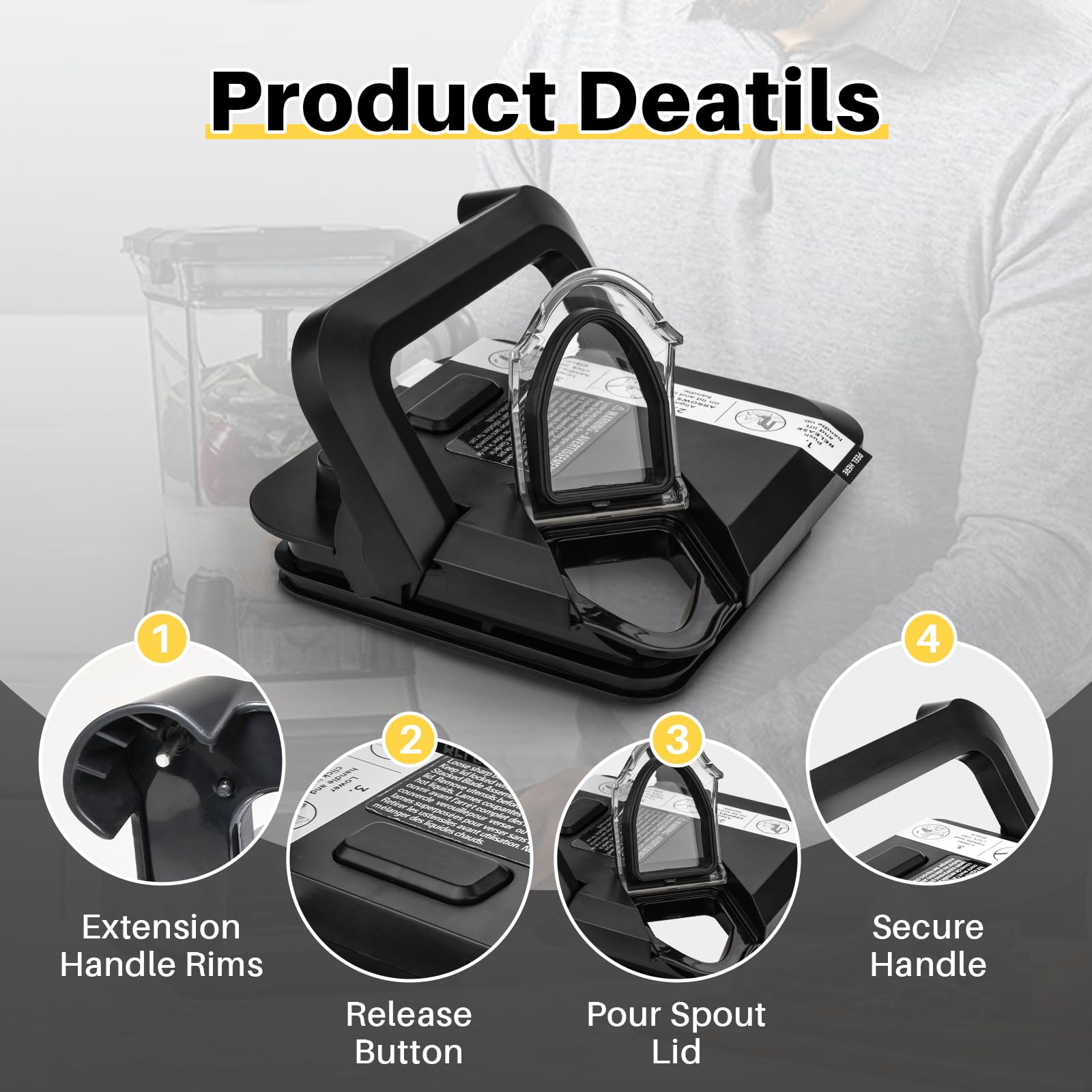 Replacement Blender Lid for Ninja BL660 BL770 Series - 72oz Pitcher Top Cover with Rim Extension - Compatible with New Model Blenders - Perfect for Smoothies, Juices & Food Prep