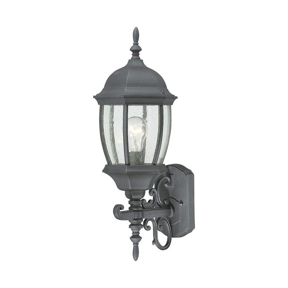 Bailey Street Home Traditional Black Vertical Lines Outdoor Wall Lantern - Barrel Porch Light with Weatherproof Design - Perfect for Entryway, Patio & Garden Lighting (Model 2499-BEL-4228325)